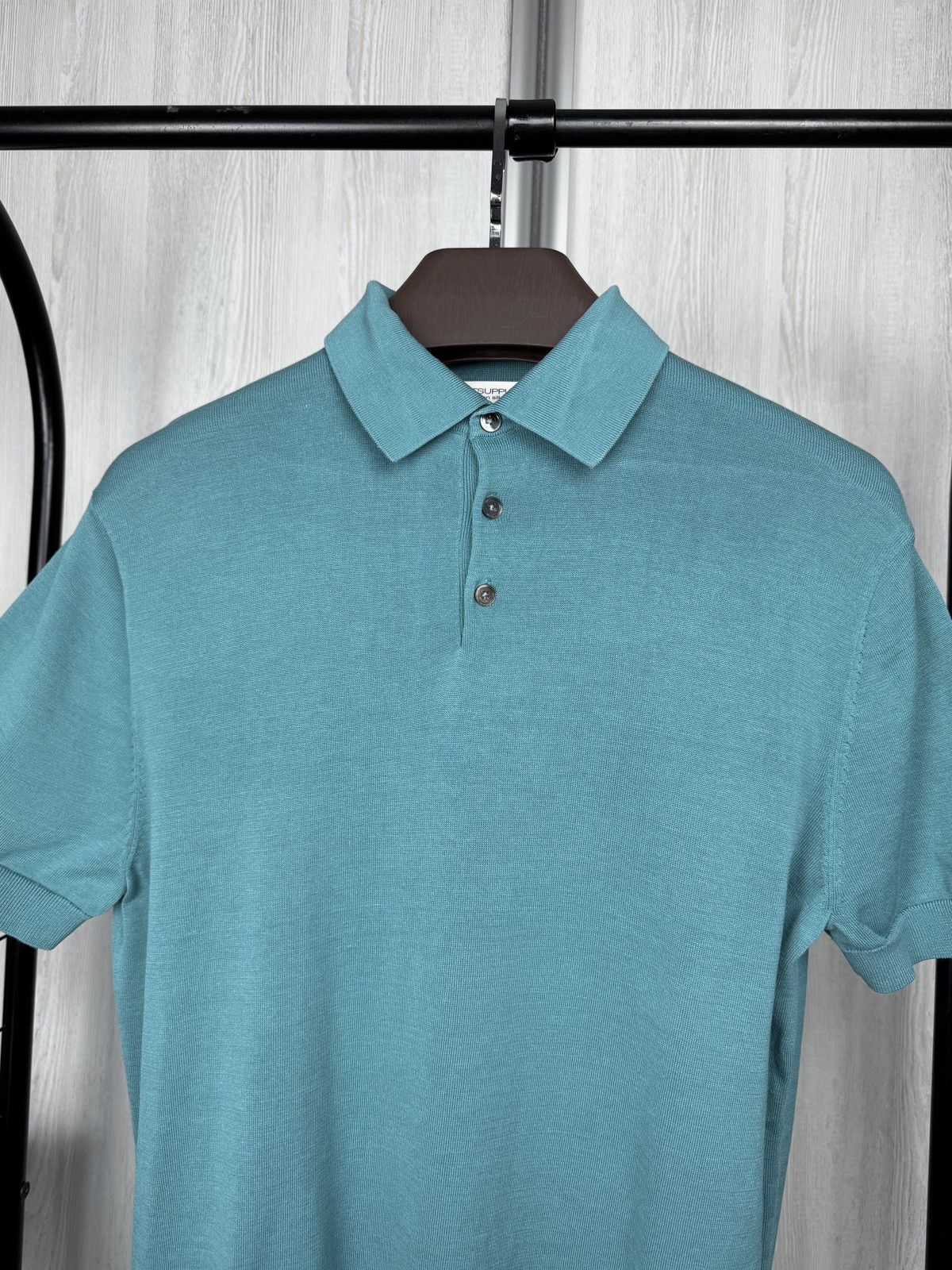 Suitsupply SUITSUPPLY Men Cotton Silk Green Polo Neck Pullover Stretchy Size US L / EU 52-54 / 3 - 3 Thumbnail