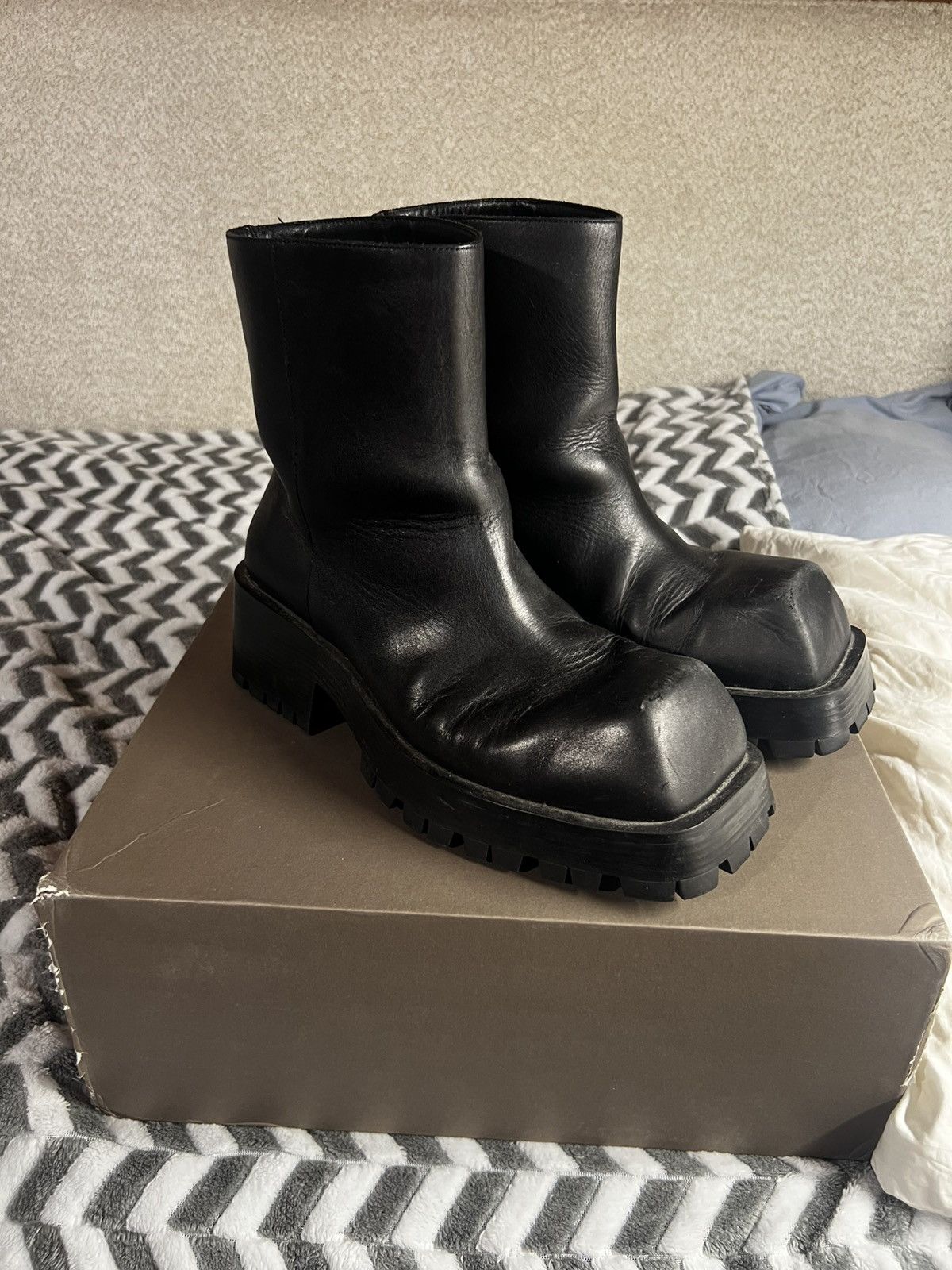 Balenciaga Balenciaga Leather Trooper Boots | Grailed