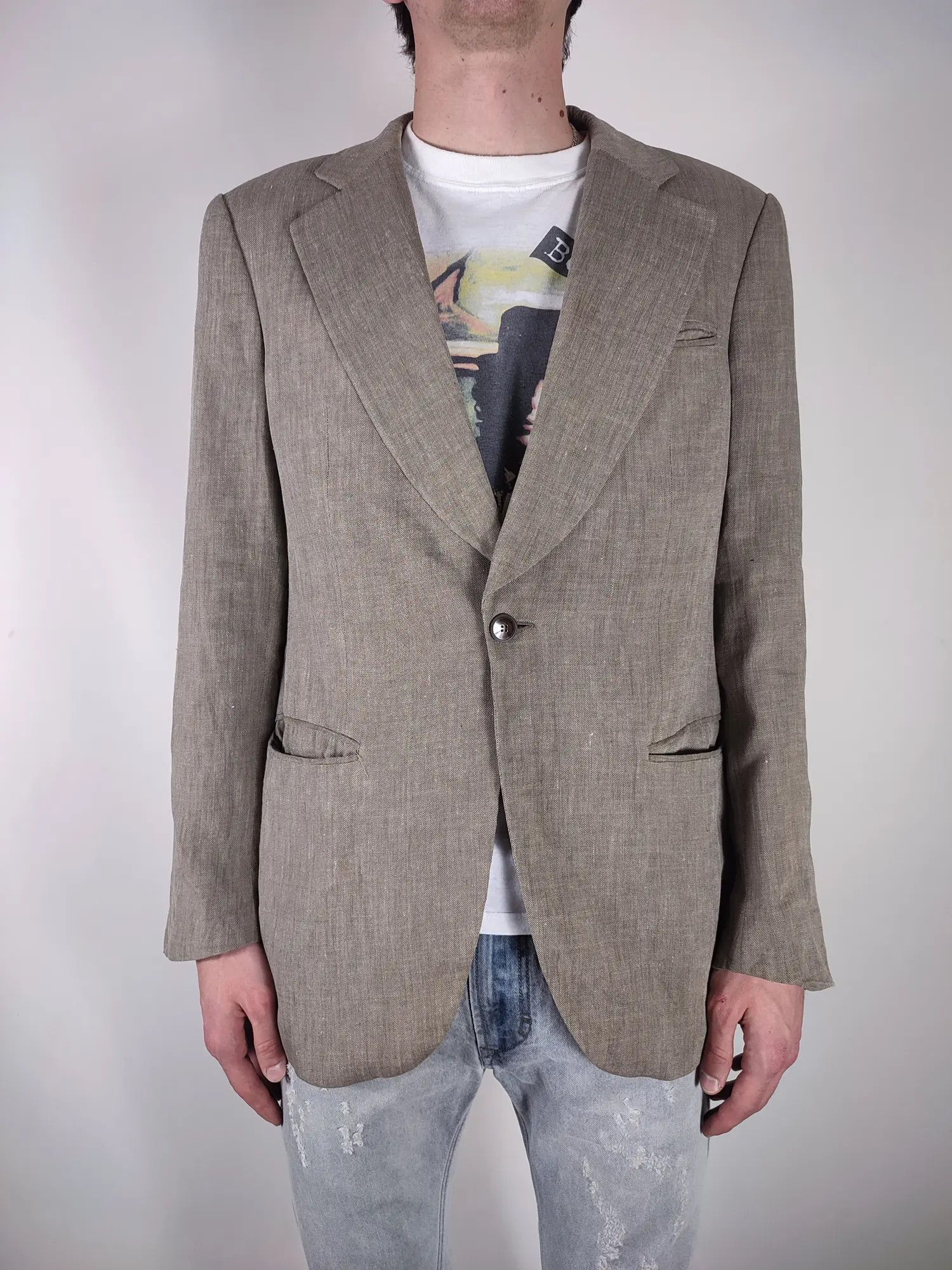 Emporio Armani Emporio Armani 2005 Oldschool Linen Blazer Vintage Jacket Size 46R - 3 Thumbnail