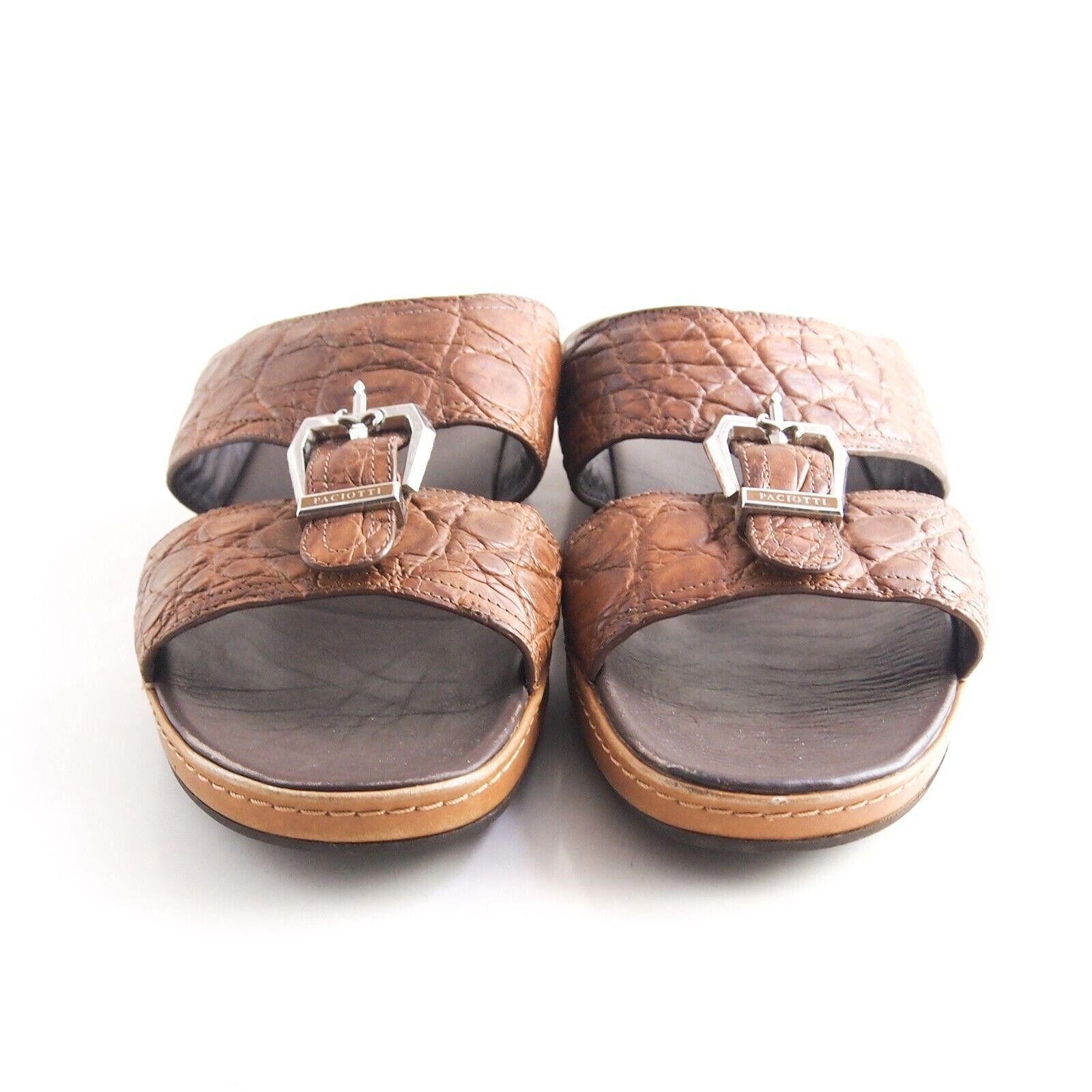 Paciotti Paciotti Slides Sandals Brown Croc US 11 EU 44 Size US 11 / EU 44 - 4 Thumbnail