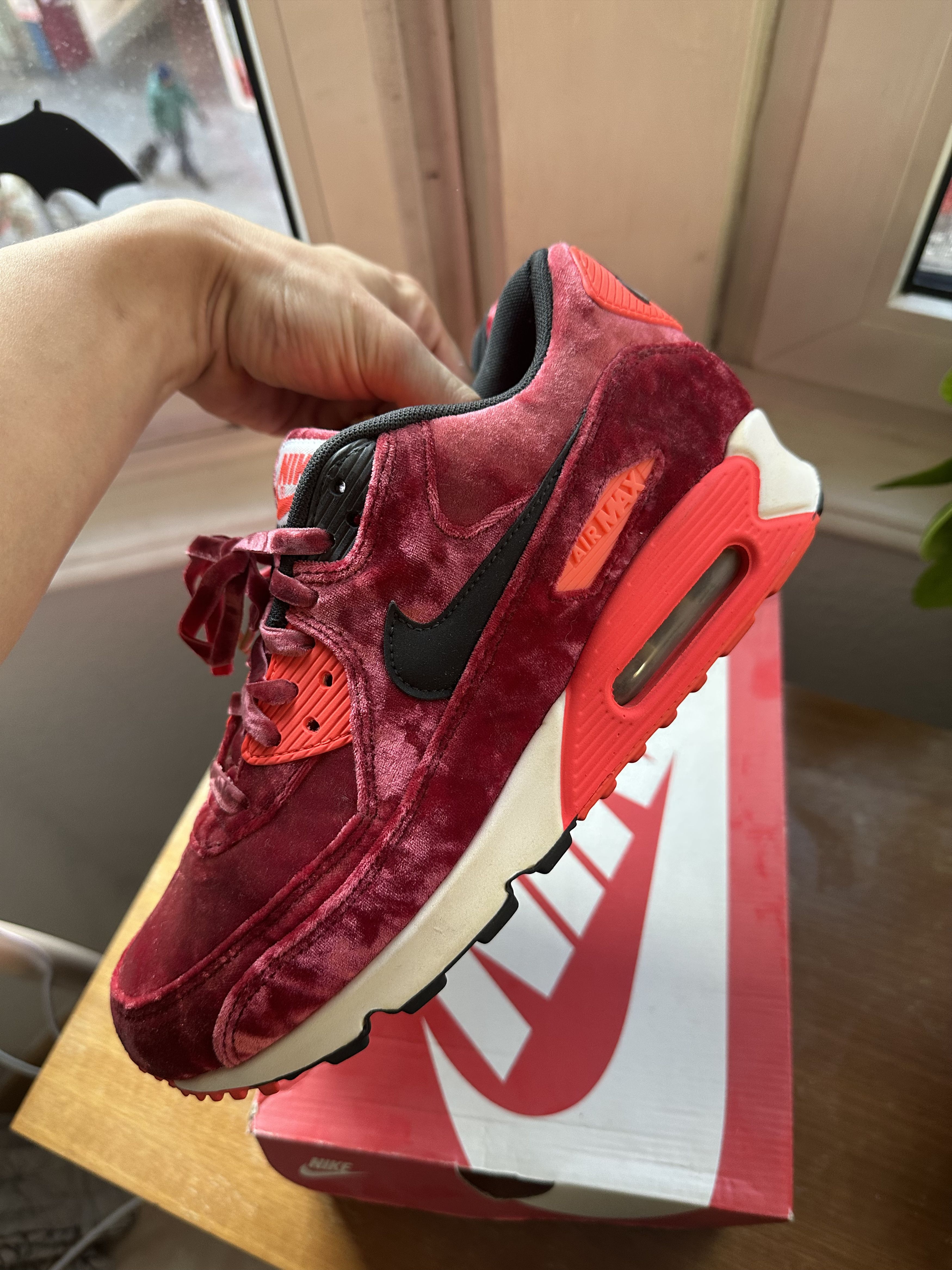 Nike Airmax 90 "Red Velvet" Size US 9 / EU 42 - 6 Thumbnail