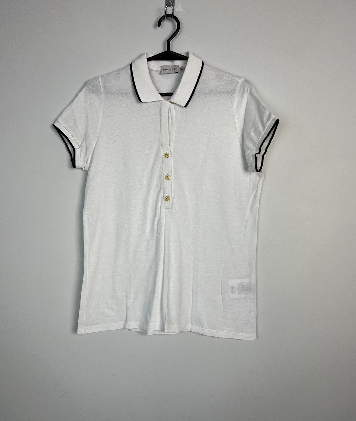Moncler Polo Shirt Moncler White Logo Buttons Size M / US 6-8 / IT 42-44 - 3 Thumbnail
