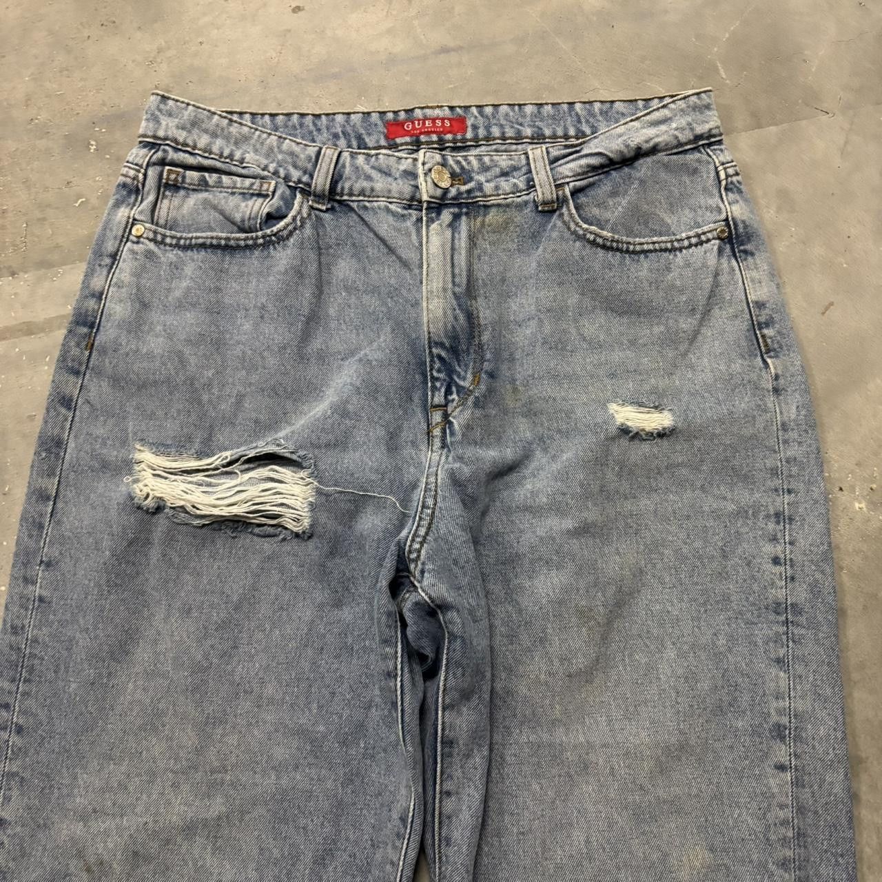 Japanese Brand × Vintage Crazy Vintage Y2K/2000s Light Wash Distressed Streetwear Denim Jeans! Size US 31 - 5 Thumbnail