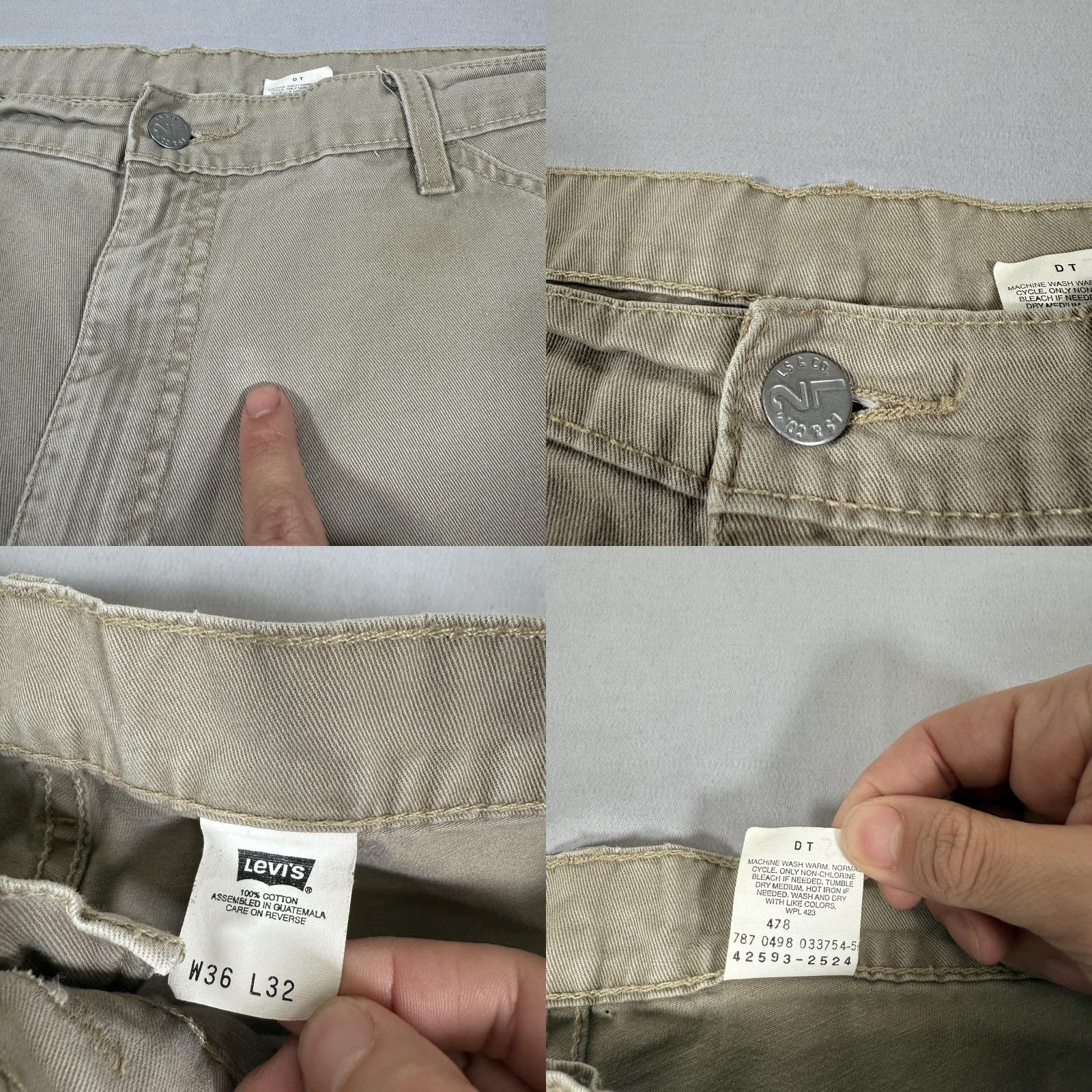 Levi's VINTAGE Levi's L2 Khakis Cargo Pants Mens 36x32 Beige Straight Leg 90s Grunge Y2K Baggy Loose Cargo Pockets Jeans Workwear Shirt? Size US 36 / EU 52 - 9 Thumbnail