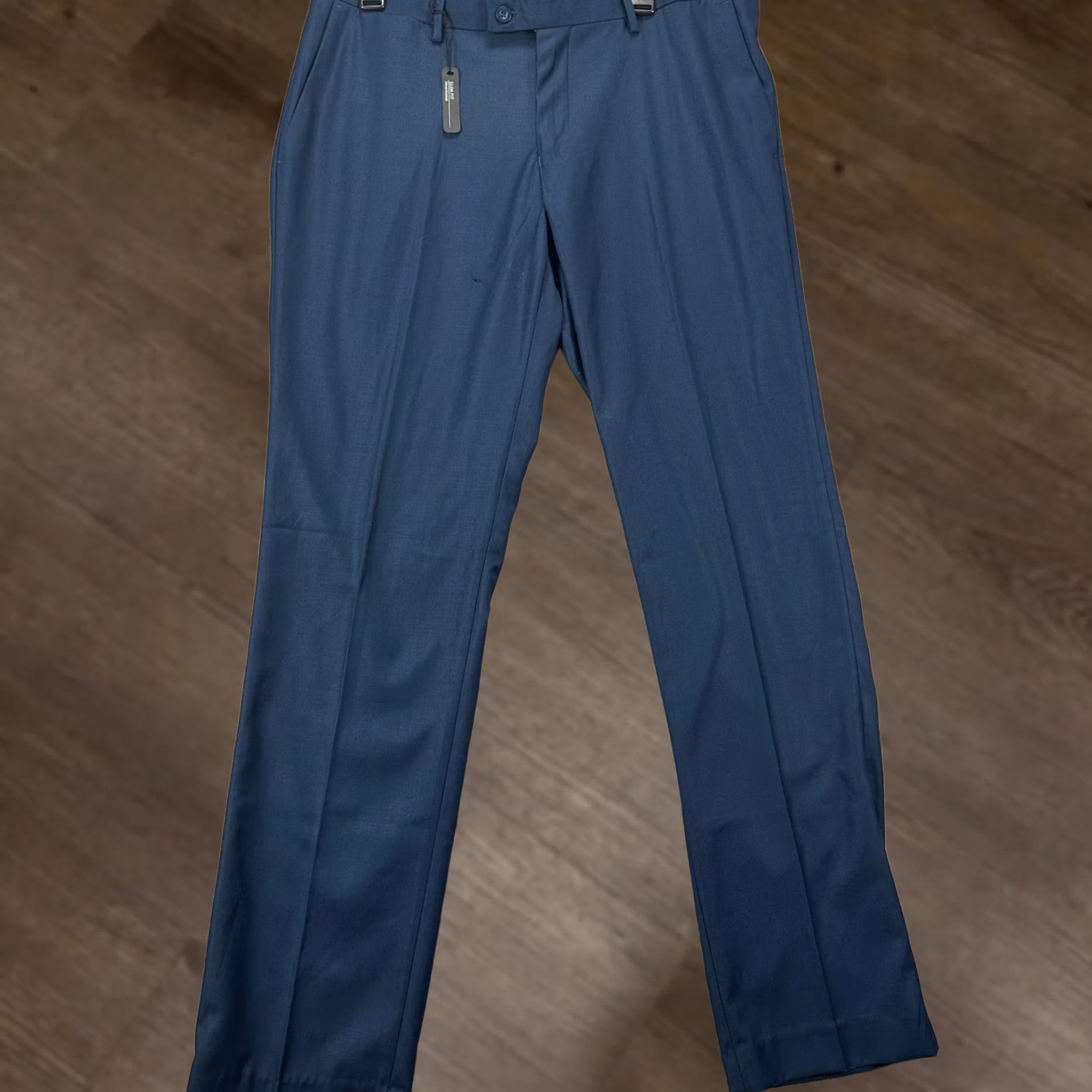 Vintage Alberto Cardinal Dress Pants Men 36X34 Blue Slim Flat Front Straight Leg NEW Size US 36 / EU 52 - 1 Thumbnail