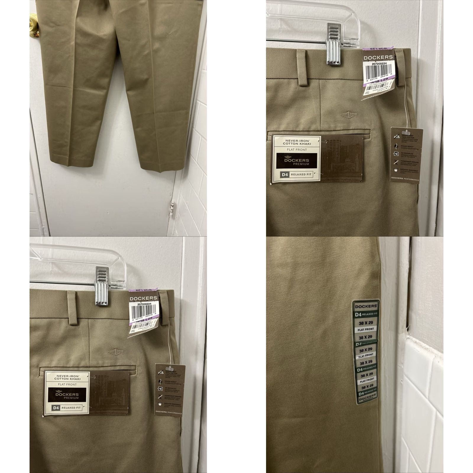 Dockers DOCKERS Premium Pants Mens 38x29 Khaki Tan D4 Relaxed Flat Front 5-Pocket Never-Iron Beig e Size US 38 / EU 54 - 8 Thumbnail
