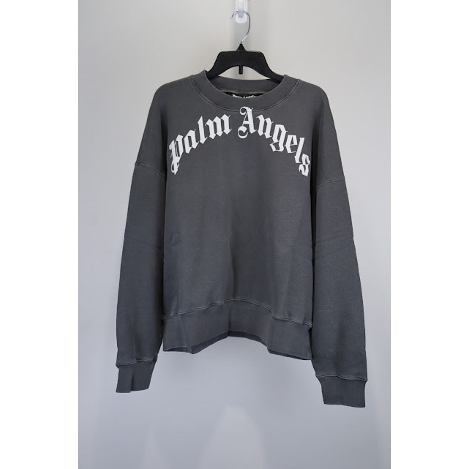 Palm Angels o1rshd1 GD Curved Logo Crew Crewneck in Black/White Size US M / EU 48-50 / 2 - 1 Thumbnail