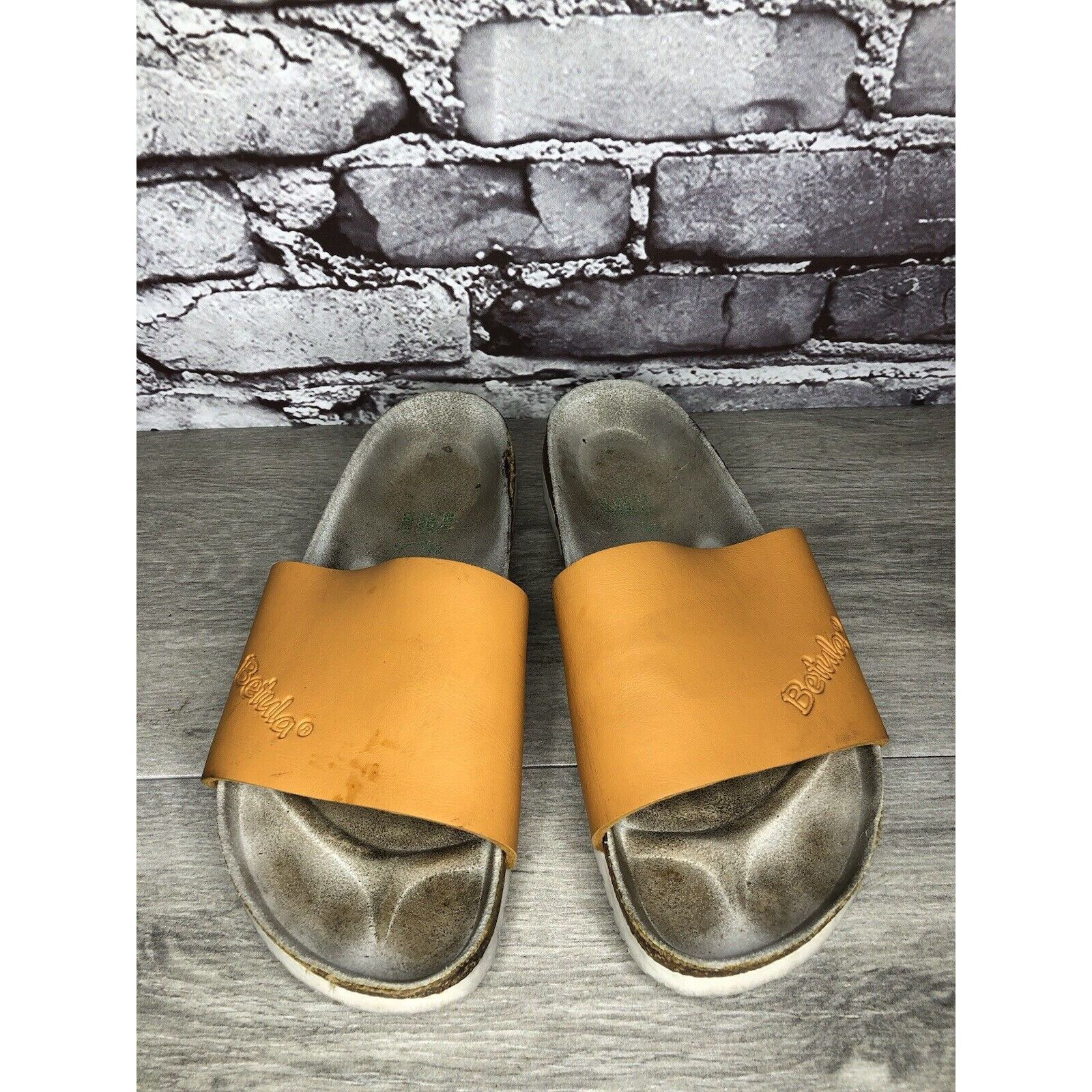 Birkenstock Betula Birkenstock Orange Leather Cork Strap Slide Sandals W Size US 8.5 / IT 38.5 - 20 Thumbnail
