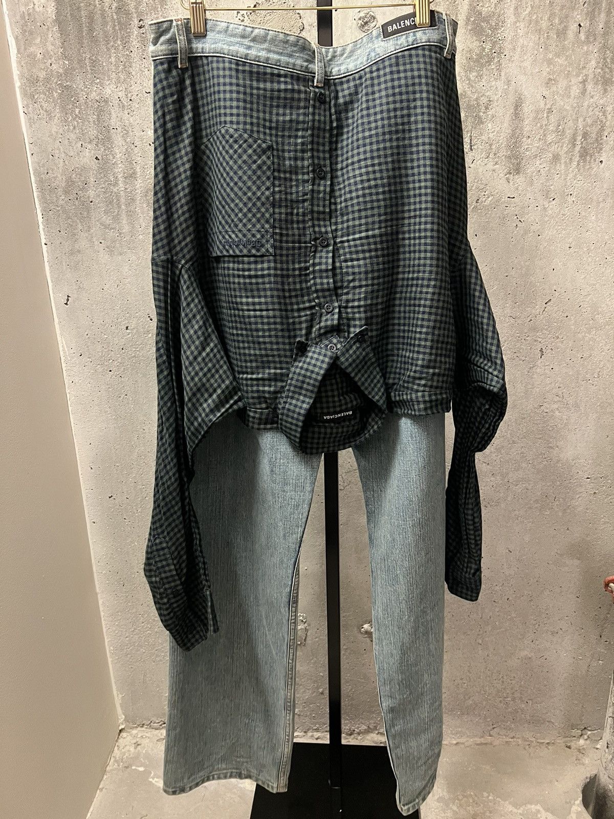 Balenciaga Balenciaga SS21 Hybrid Flannel Shirt Denim Jeans Size US 34 / EU 50 - 2 Thumbnail