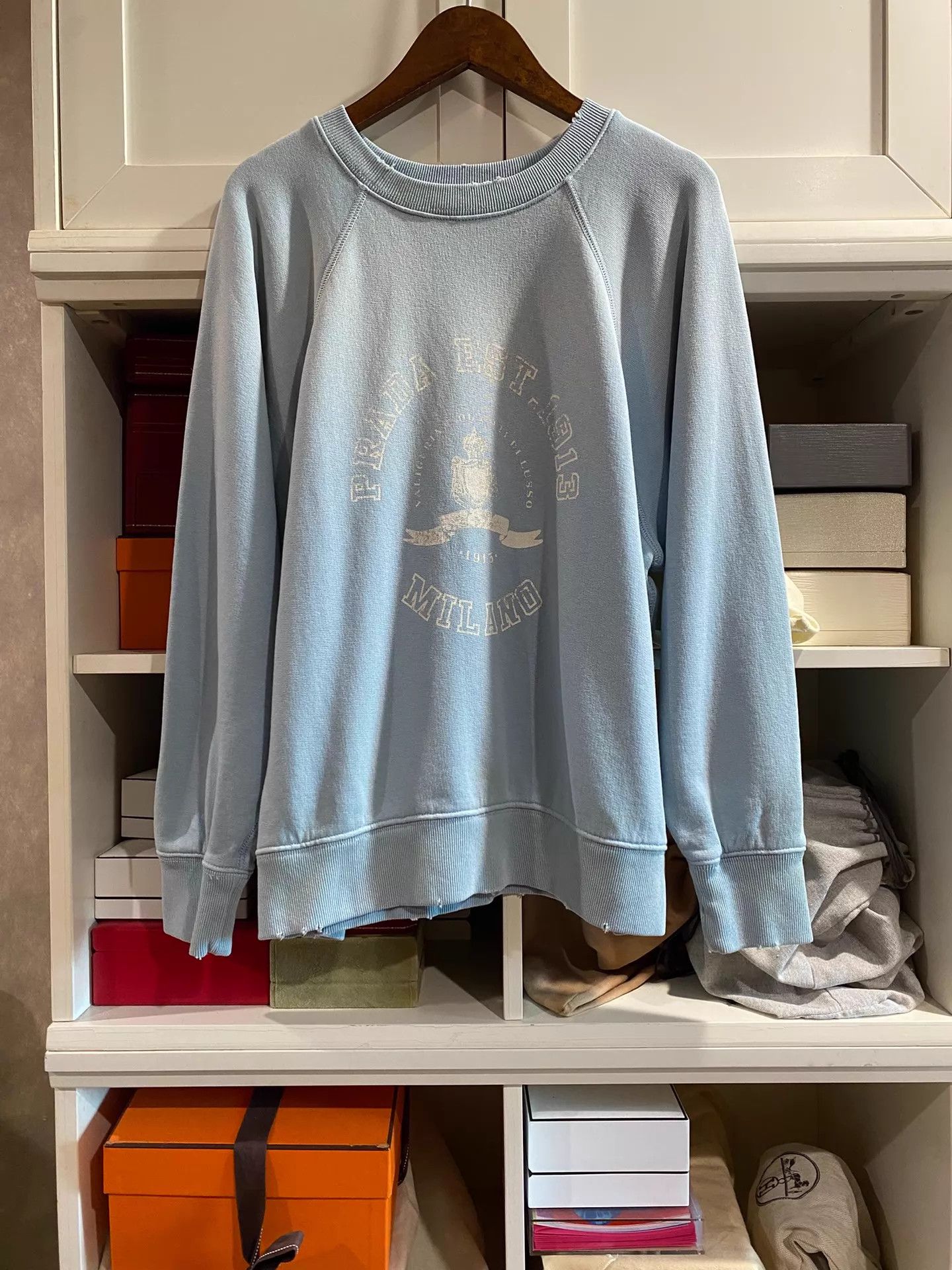 Prada Prada Distressed Logo Sweatshirt S Size S / US 4 / IT 40 - 1 Thumbnail