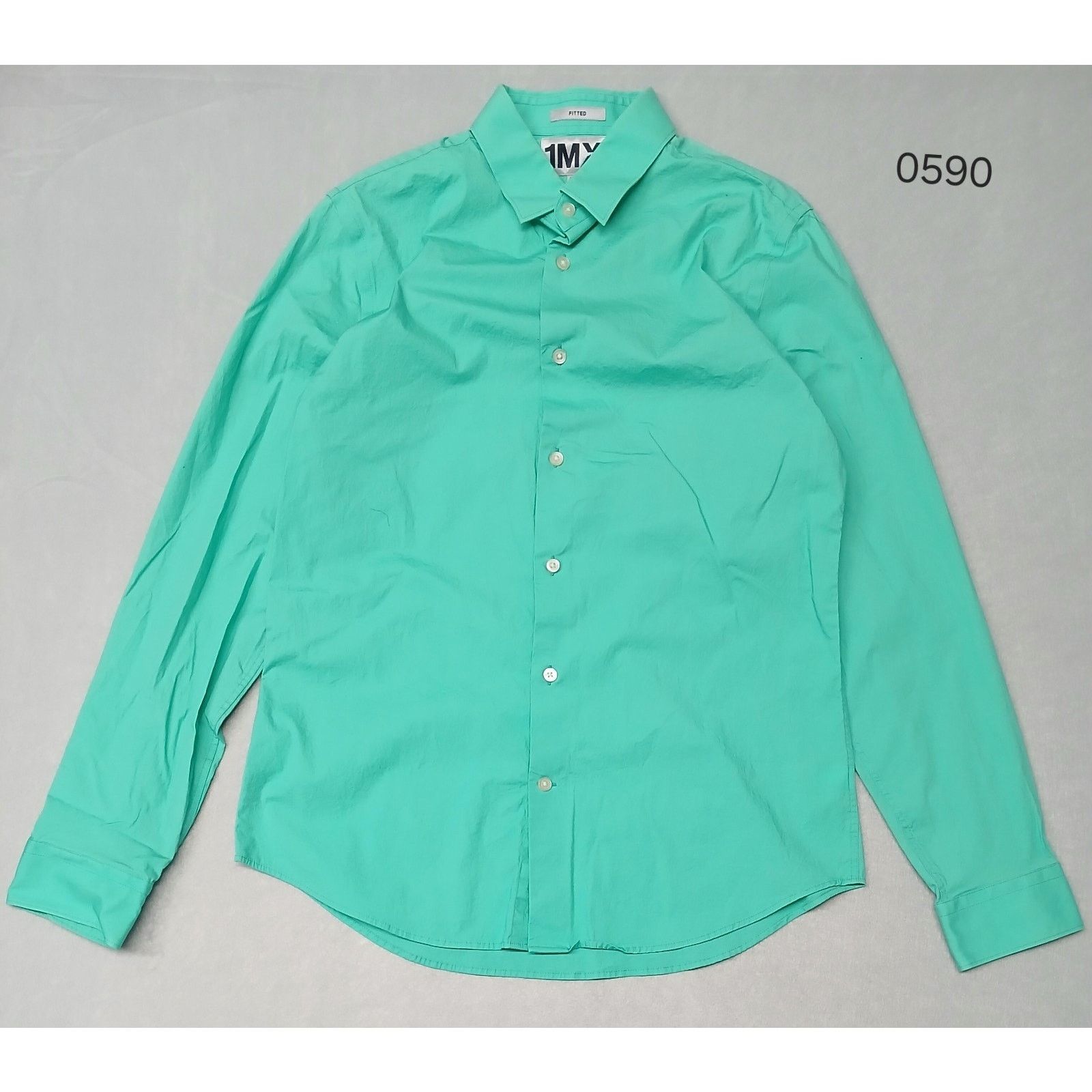 Express 1MX Express (Medium) Green Button Fitted Dress Shirt Size US M / EU 48-50 / 2 - 1 Thumbnail