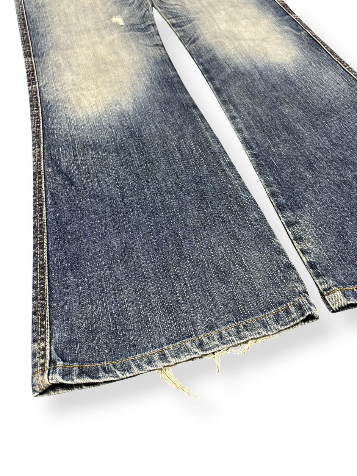 Edwin Vintage Edwin Blue Trip Faded Wash Flare Distressed Jeans Size US 33 - 7 Thumbnail