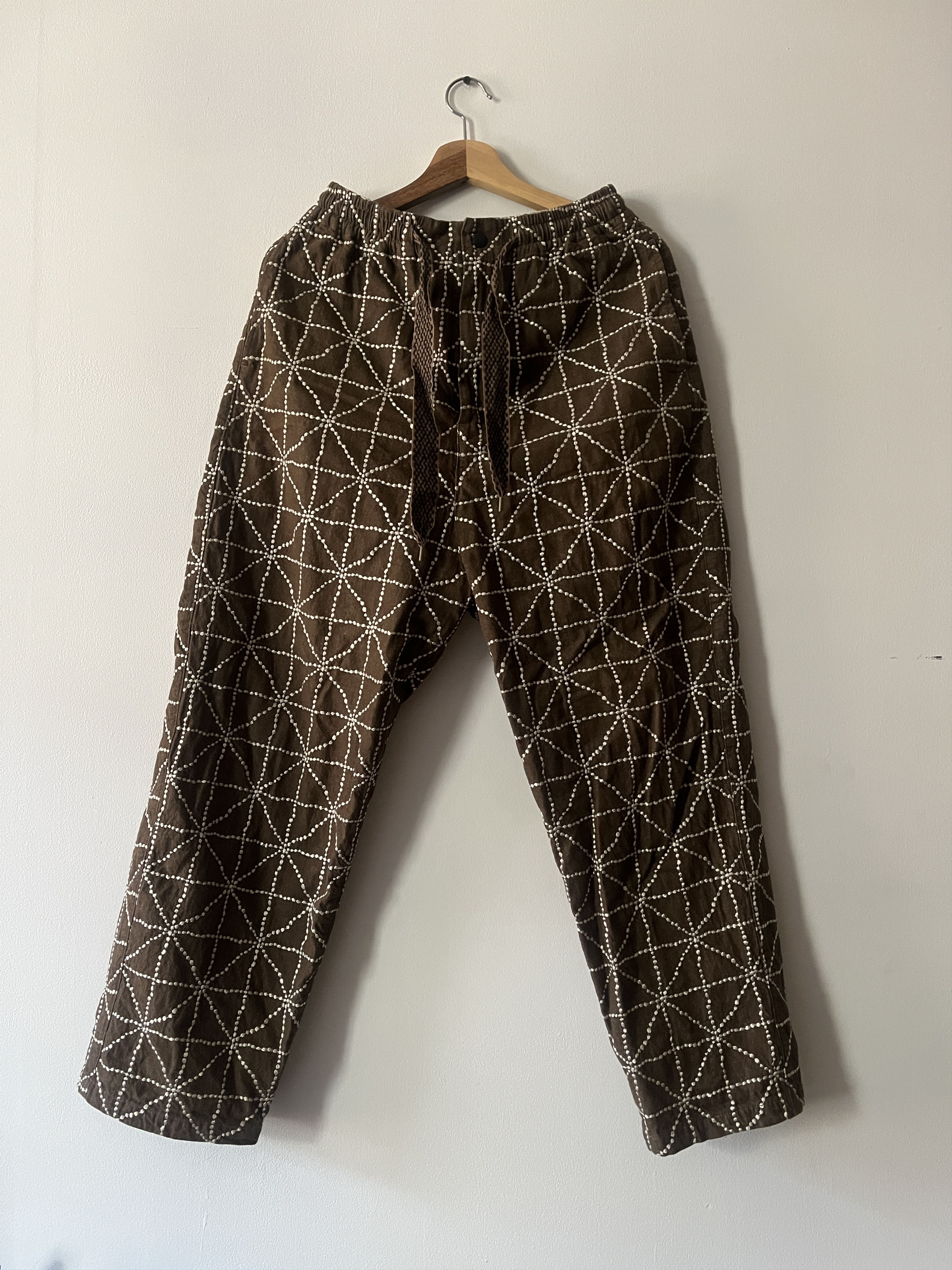 Kapital FOLK-DOJO SASHIKO EASY PANTS (BROWN) Size US 32 / EU 48 - 1 Thumbnail
