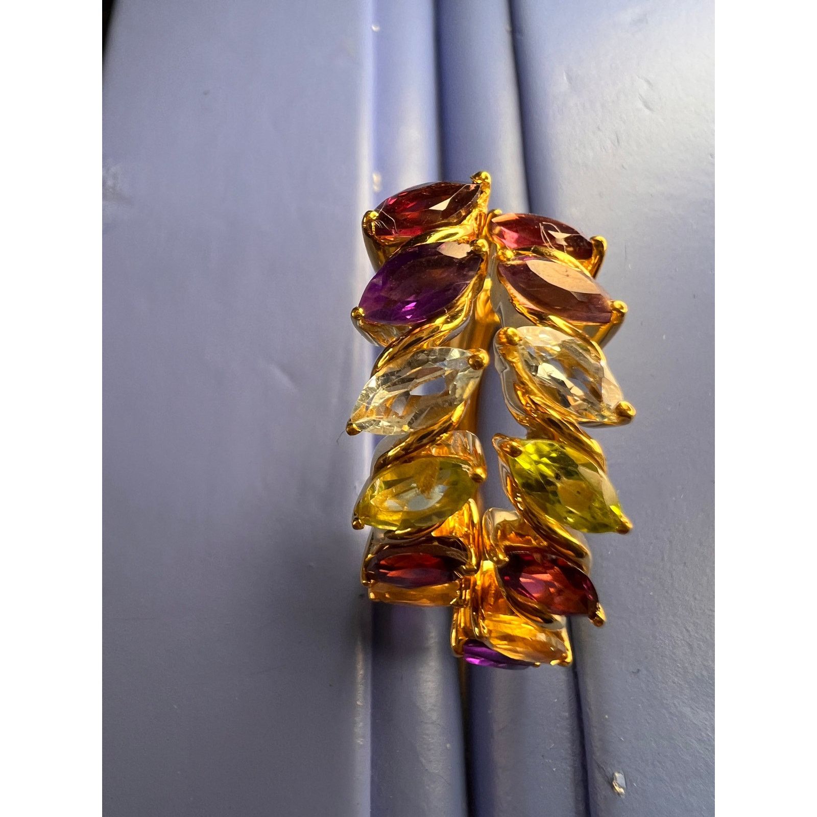 Other NEW multi gemstone hoop earrings in vermeil over 925 silver Size ONE SIZE - 11 Thumbnail