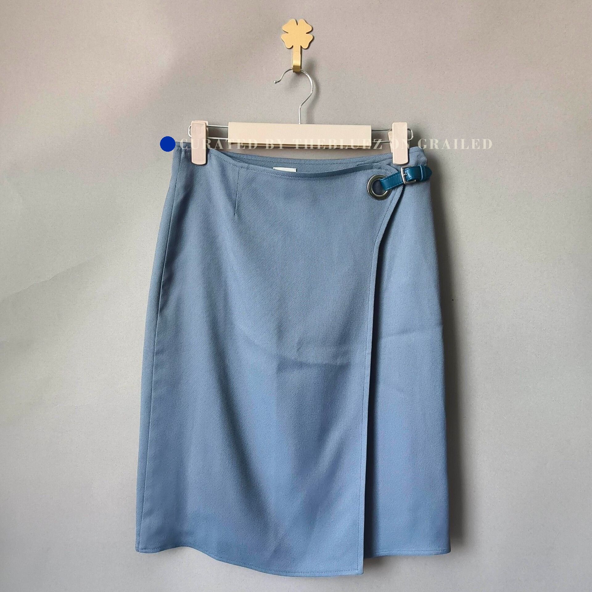 Hermes Hermes Blue Leather Buckle Skirt Size 34" / US 12 / IT 48 - 1 Thumbnail