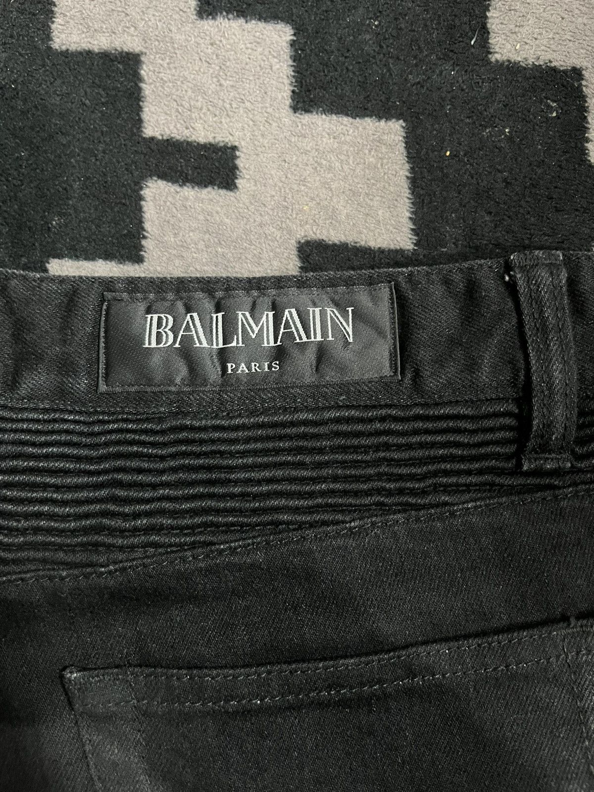 Balmain Christophe Decarnin black waxed distressed biker jeans Size US 31 - 7 Thumbnail