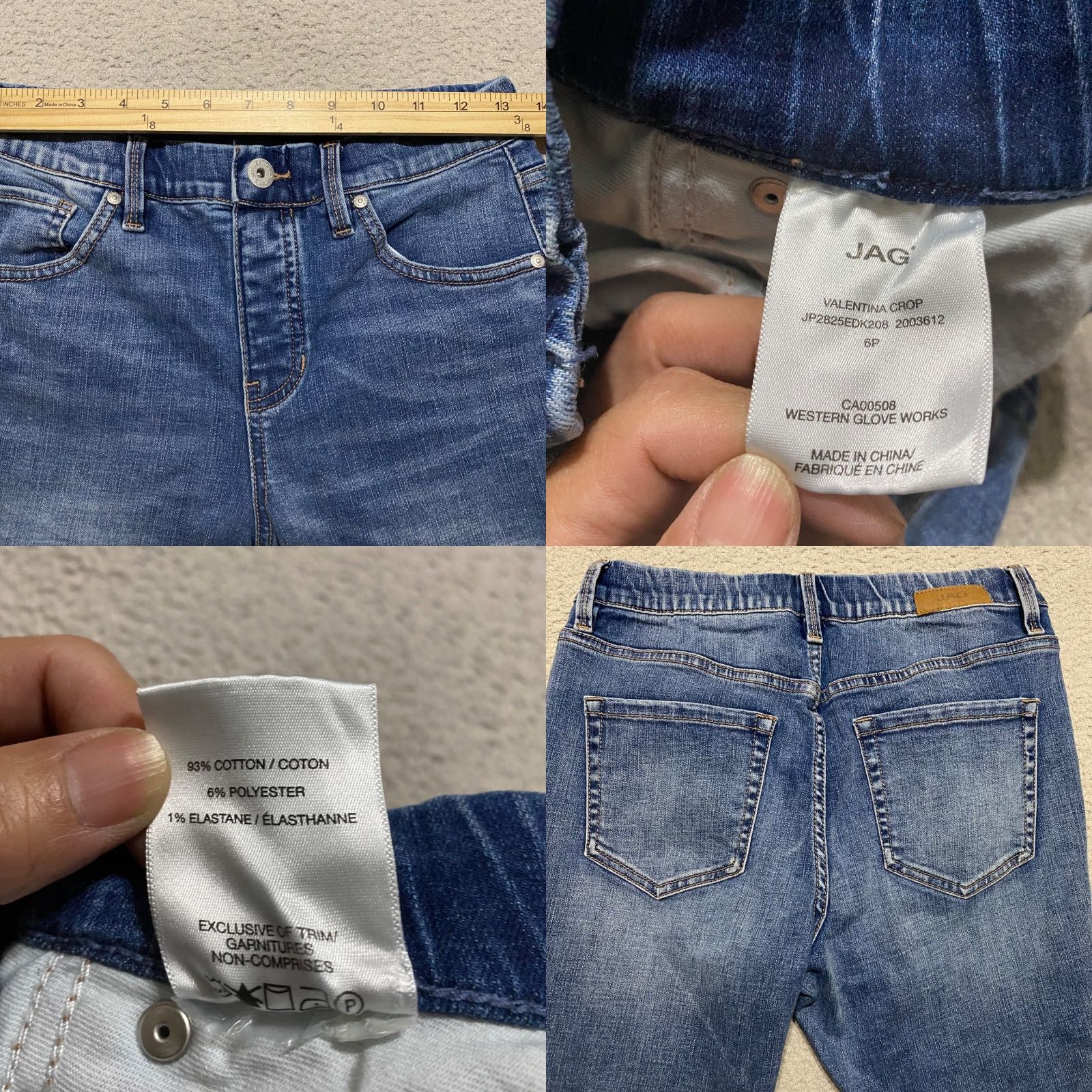 AG Jeans Jag Jeans Womens 6P Petite Blue Denim Medium Wash Crop Skinny Pull On Valentina Size 28" / US 6 / IT 42 - 8 Thumbnail