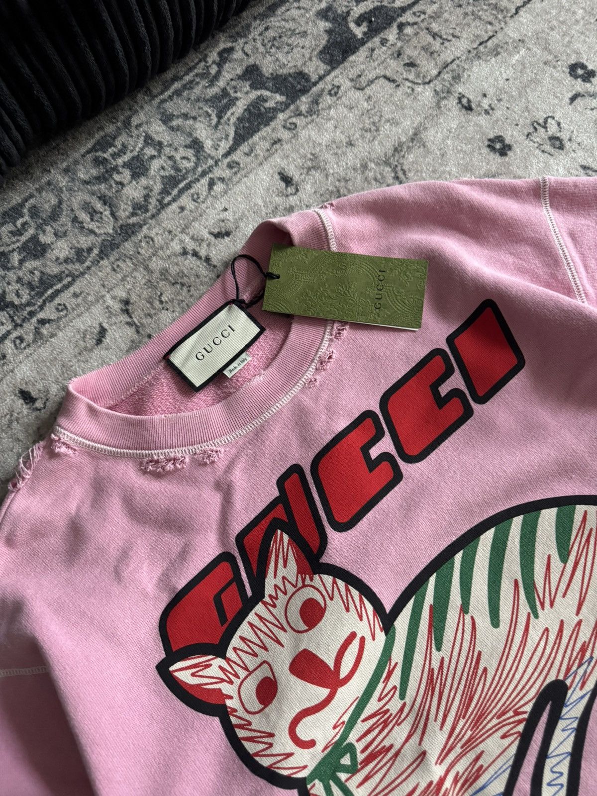 Gucci Gucci sweater jumper pink with cats logo print distressed Size US XS / EU 42 / 0 - 2 Thumbnail