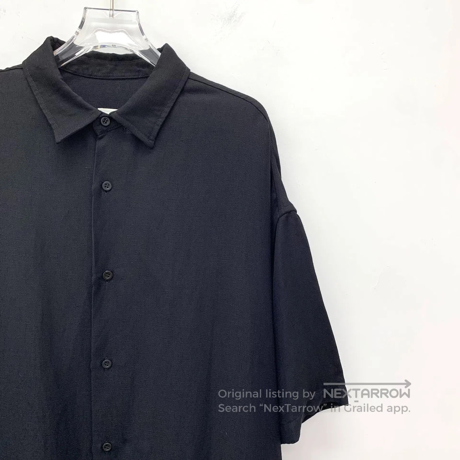 AMI Ami Black Collar Short Sleeve Irregular Hem Dress| Size XS / US 0-2 / IT 36-38 - 3 Thumbnail