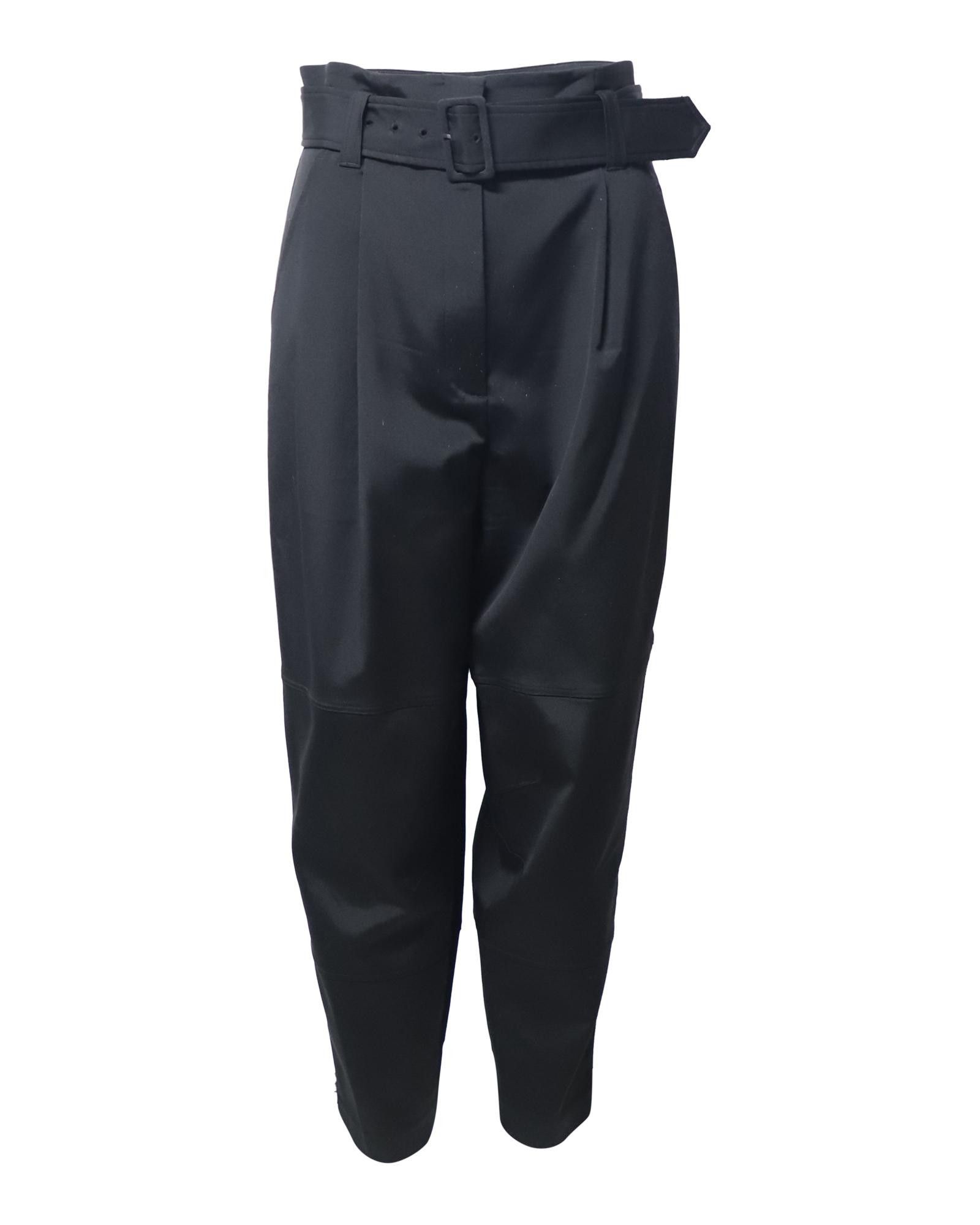 image of A L C Belted Tapered Trousers In Black Acetate, Women's (Size 22)