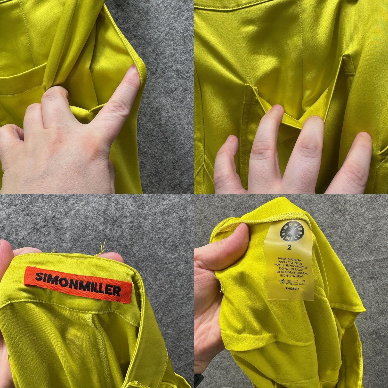 Simon Miller SIMON MILLER Pants Womens 2 Yellow Satin Cargo Wide-Leg Relaxed Pockets Cropped Size 26" / US 2 / IT 38 - 9 Thumbnail