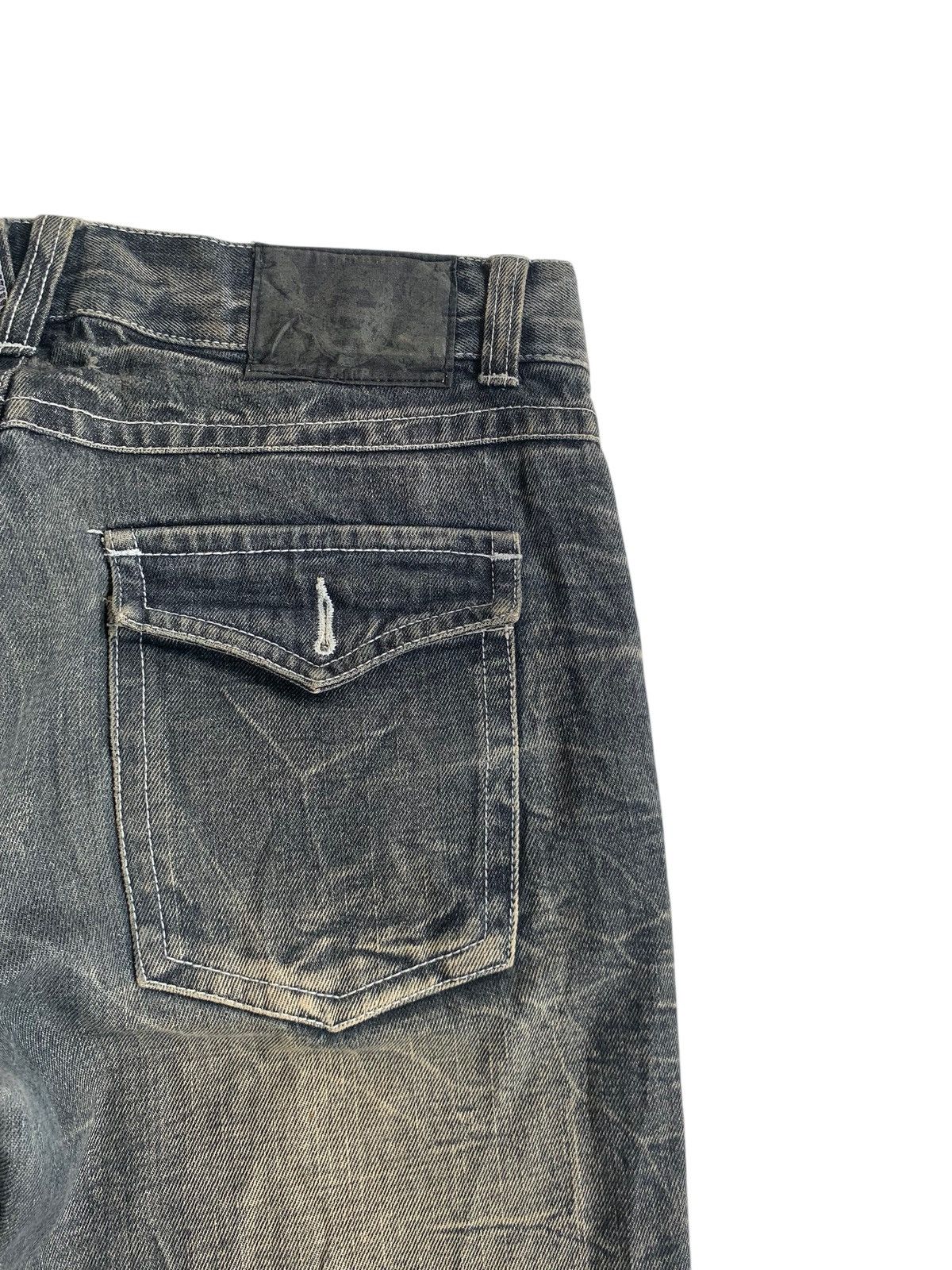 LOWBOX FLARE💥 LOMBOX RUSTY JAPANESE PUNK DISTRESSED DENIM☠️🎌 Size US 33 - 14 Thumbnail