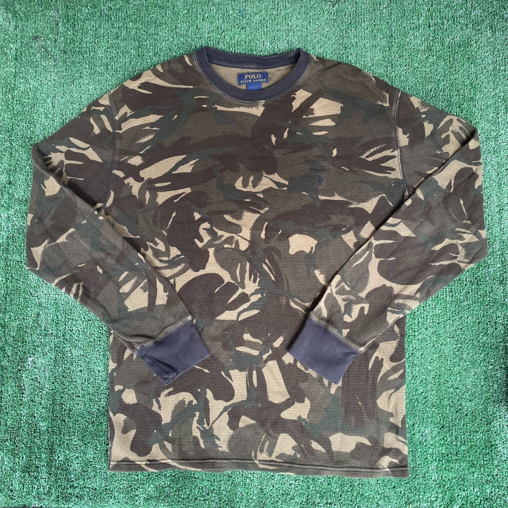 Vintage Y2K Thermal Camo Shirt Polo Ralph Lauren Punk Tee