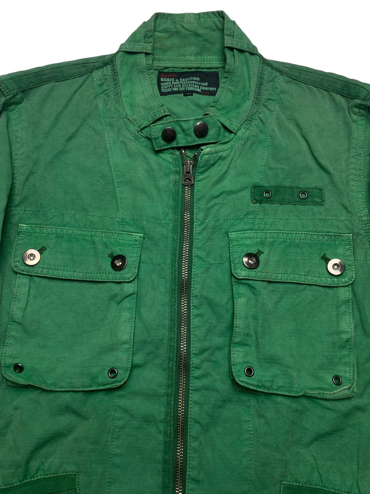 Beams Plus 2000s Beams - Green Biker Jacket Size US M / EU 48-50 / 2 - 11 Thumbnail