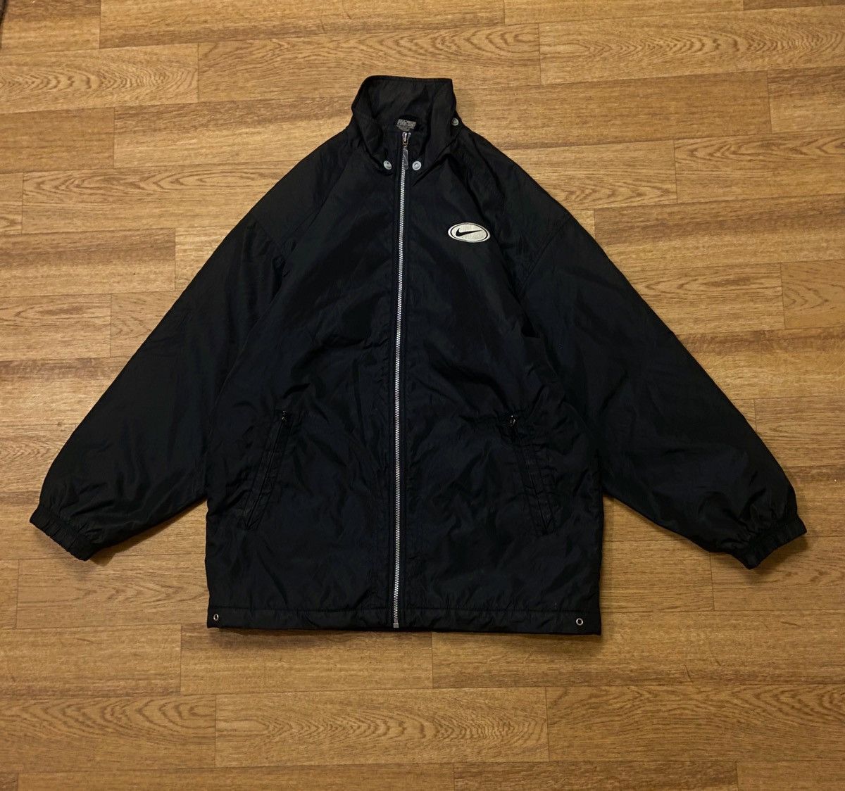 Nike × Vintage OOs Nike Vintage Jacket Nylon Swoosh Hooded Drill Size US S / EU 44-46 / 1 - 1 Thumbnail