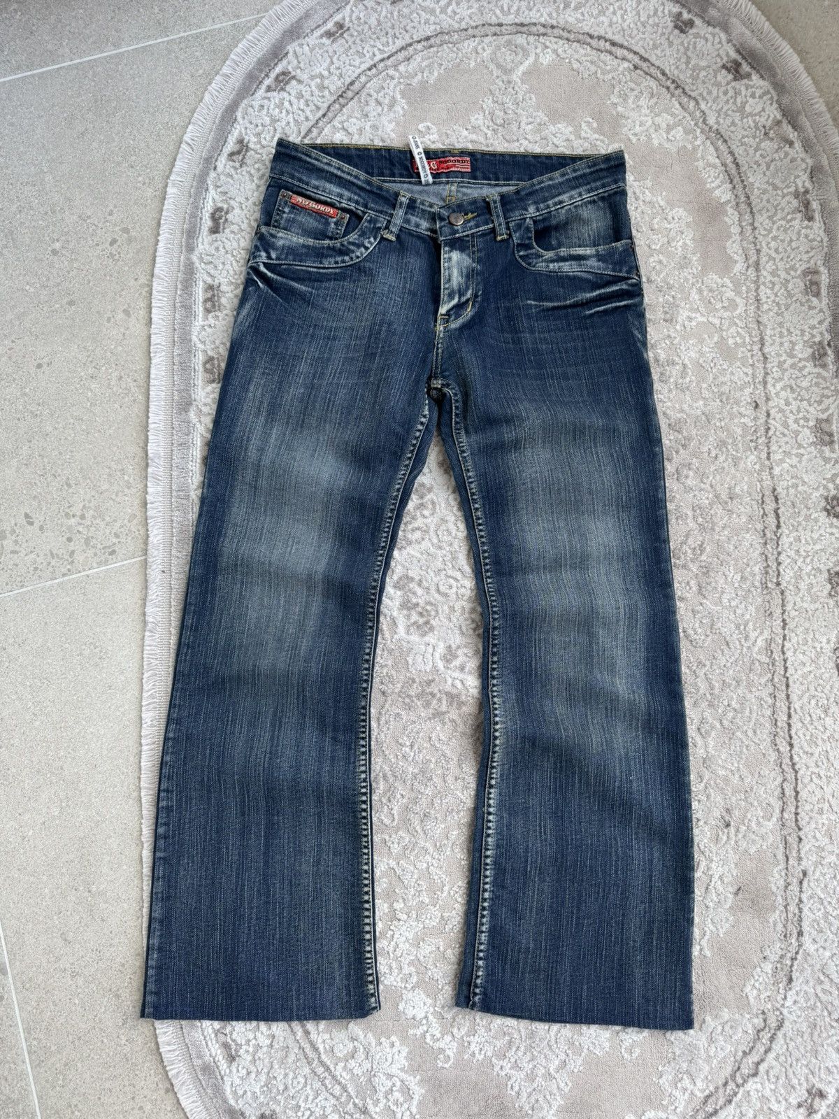 Japanese Brand vintage 2000s wide leg express darkwash y2k flared jeans Size 40" / US 18 - 2 Thumbnail