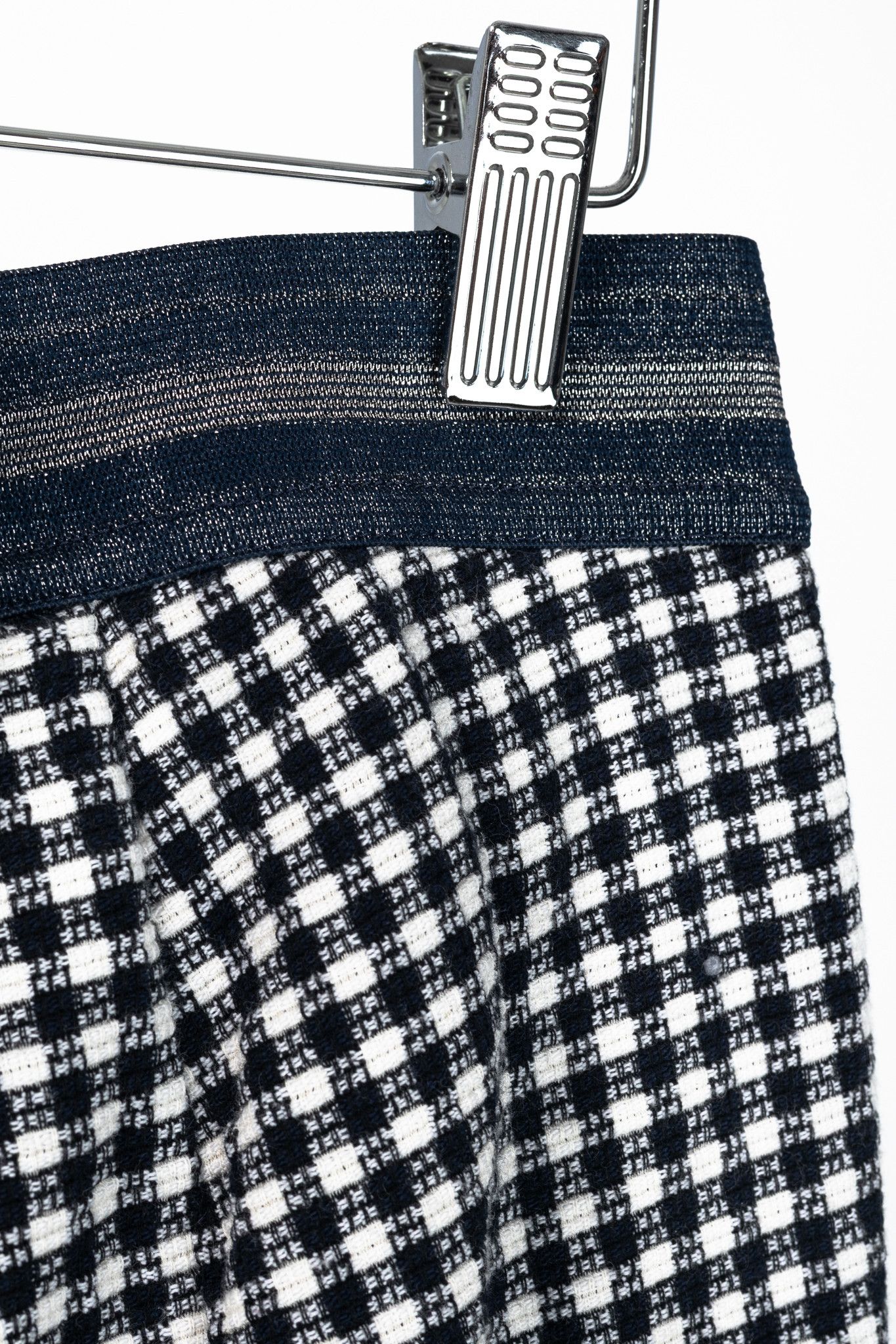 Luisa Cerano Luisa Cerano White & Navy Check-Jacquard Slim Pants Size 28" / US 6 / IT 42 - 7 Thumbnail