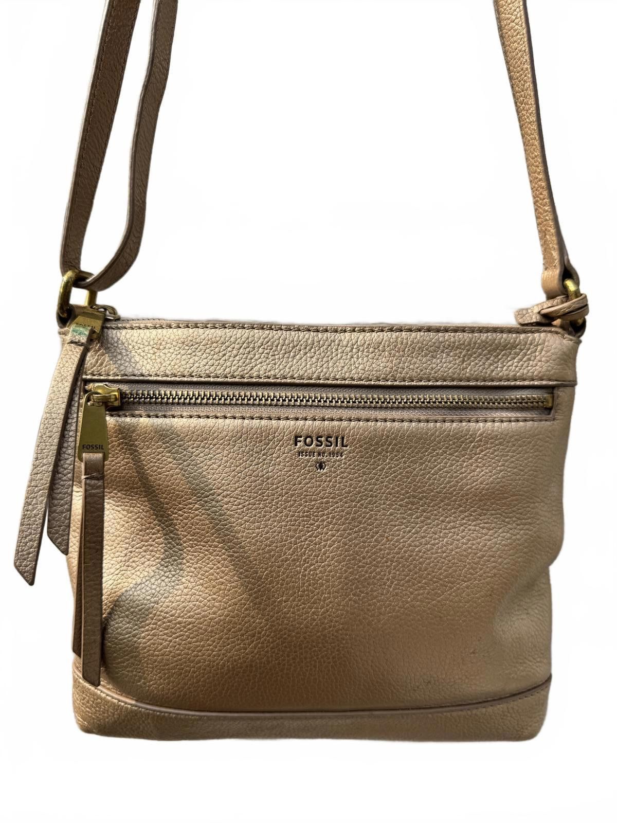 Fossil Fossil Metallic Gold Leather Crossbody Bag Size ONE SIZE - 1 Thumbnail