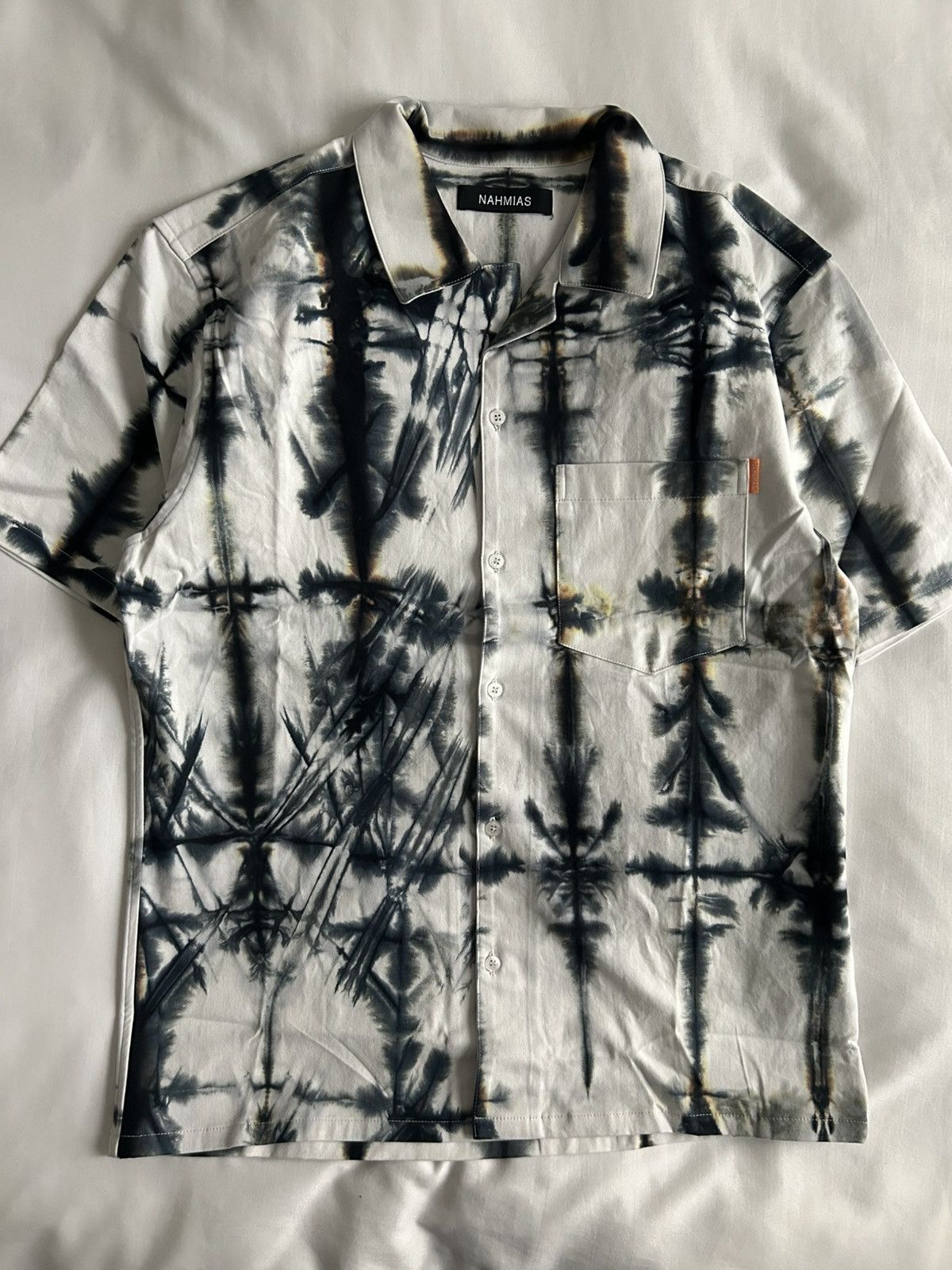 Nahmias Nahmias White Tie Dye Print Shirt All Over AOP Short Sleeve Size US M / EU 48-50 / 2 - 2 Thumbnail