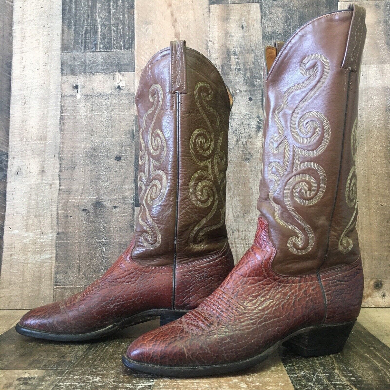 Vintage J Chisholm Vintage Western Brown Cowboy Boots Mens 