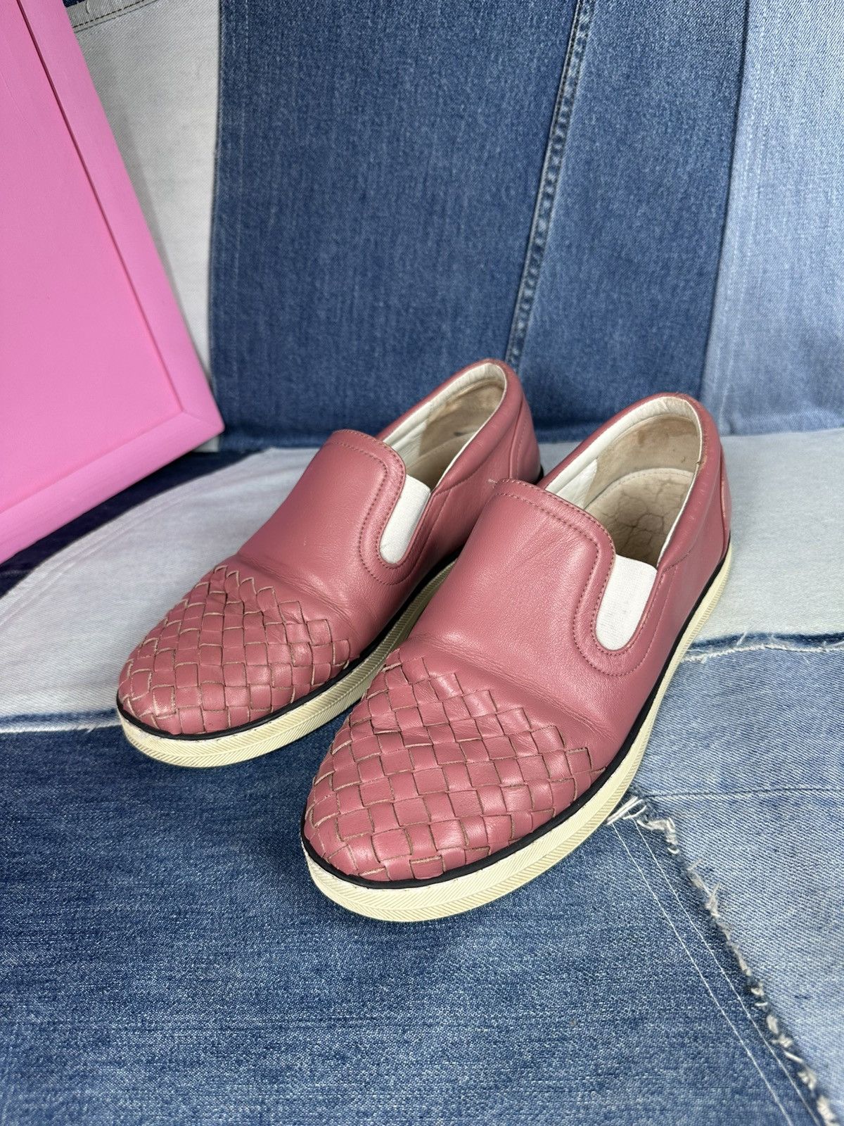 Bottega Veneta Bottega Veneta Intrecciato Slip-On Sneakers Pink Size US 8.5 / IT 38.5 - 6 Thumbnail
