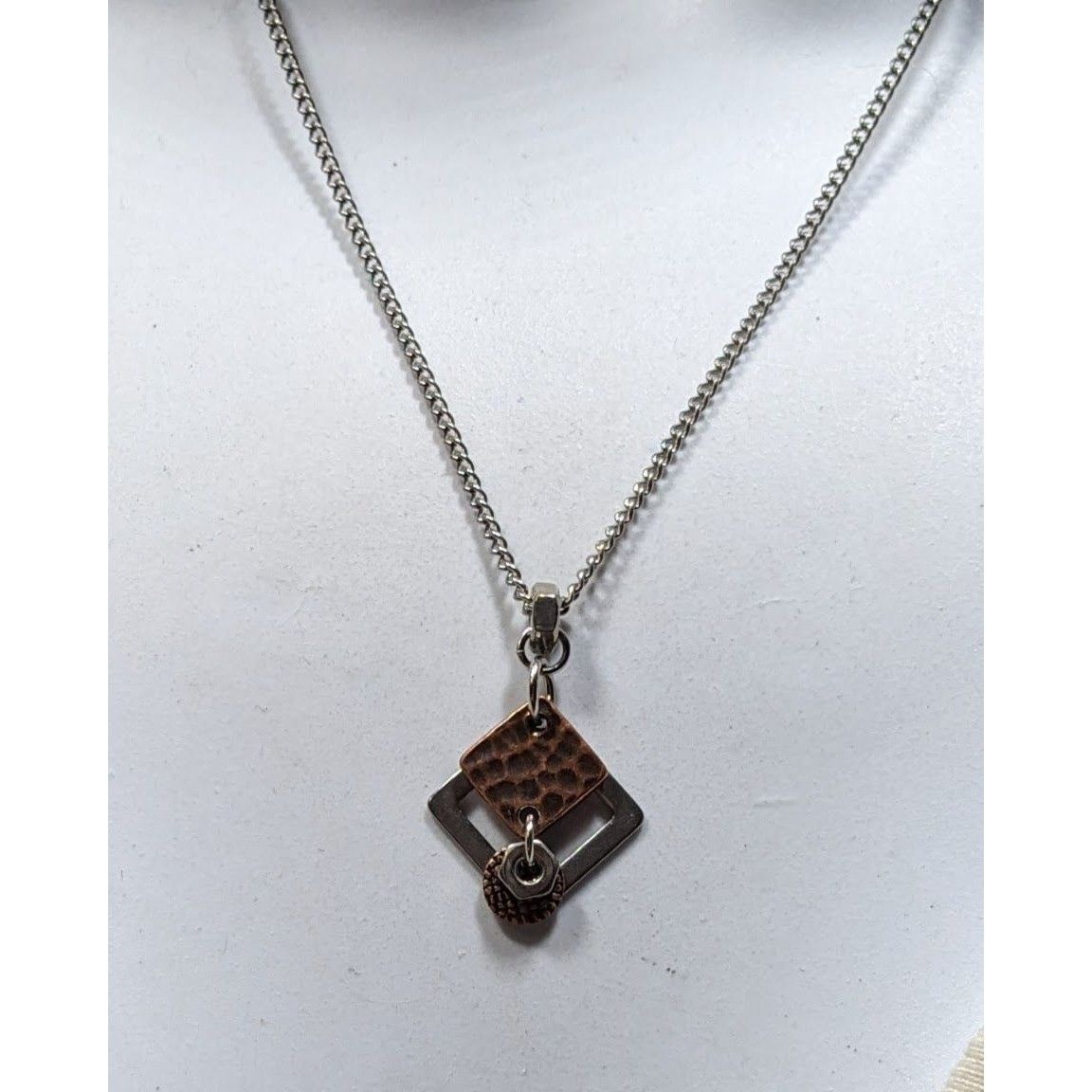 Other Dainty Copper & Silver Tone Geometric Pendant Necklace Size ONE SIZE - 4 Thumbnail