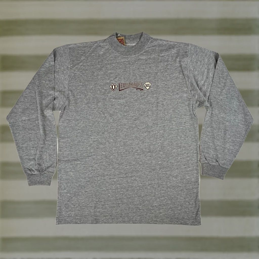 Levi's VINTAGE Levi's 501 Jeans Cult Men's T-Shirt Long Sleeve Sz L Gray 90s Crew Neck NOS Size US L / EU 52-54 / 3 - 1 Thumbnail