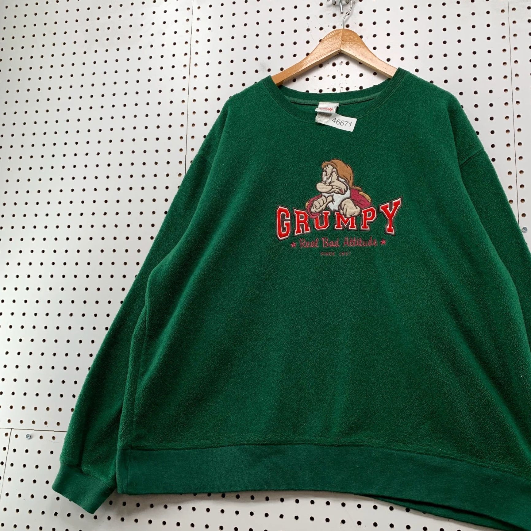 Disney VINTAGE Disney Grumpy Sweatshirt Mens 2XL Green Real Bad Attitude Fleece Size US XXL / EU 58 / 5 - 3 Thumbnail