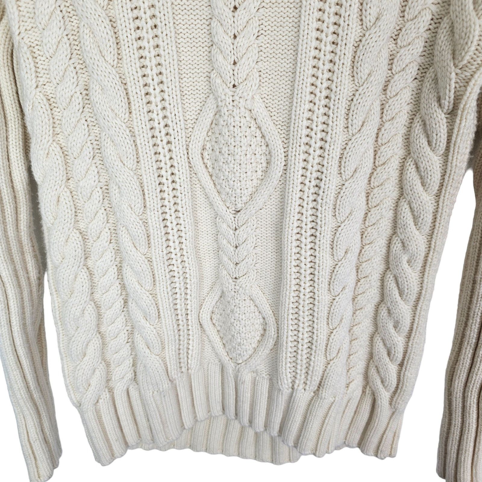 Athleta Athleta Womens Fisherman Turtleneck Wool Sweater Cable Knit Size XS / US 0-2 / IT 36-38 - 3 Thumbnail
