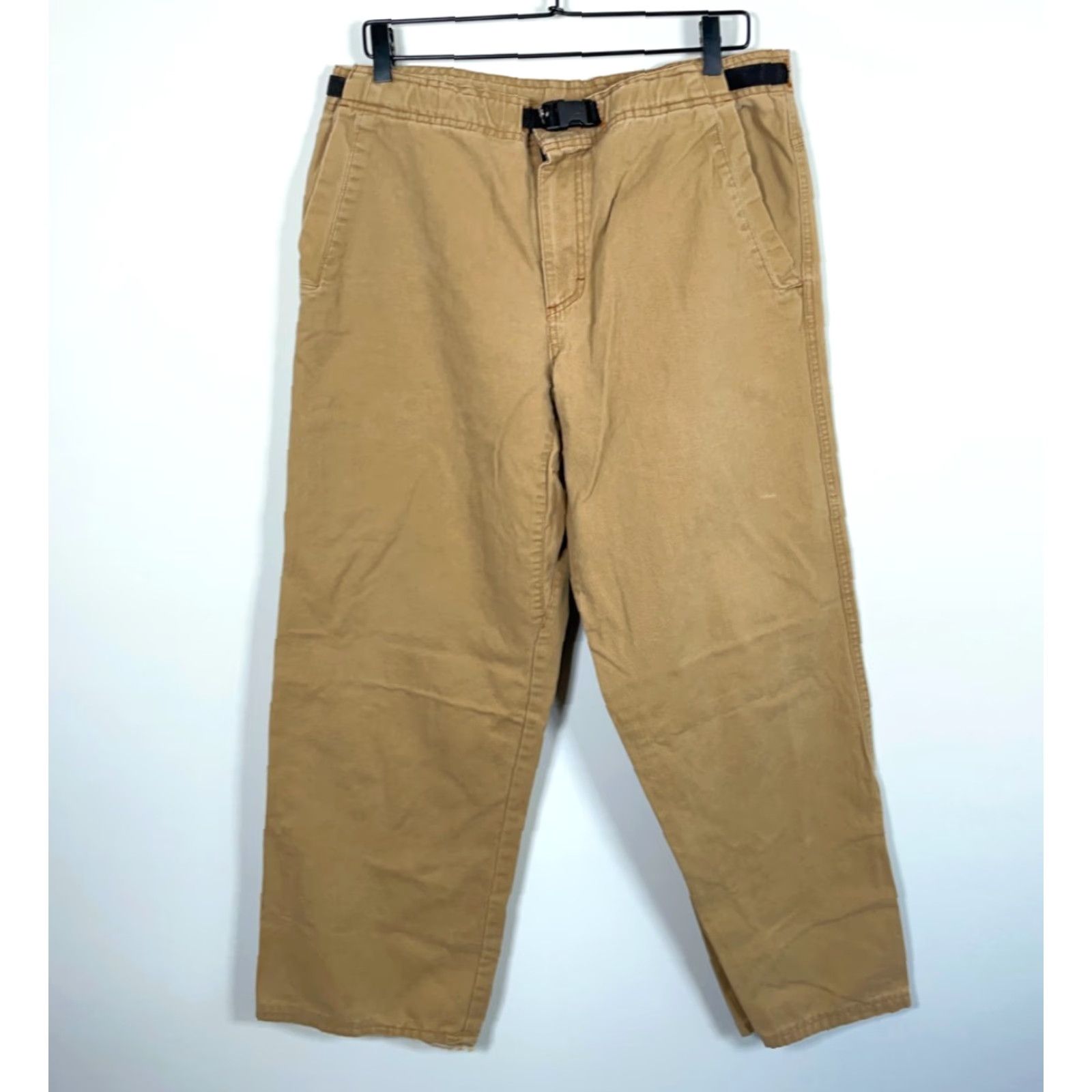 Prana VINTAGE prAna Carpenter Pants Belted Canvas Workwear US Made Brown Men’s Large (34 x 29) Fall Winter Seasonal Size US 34 / EU 50 - 2 Thumbnail