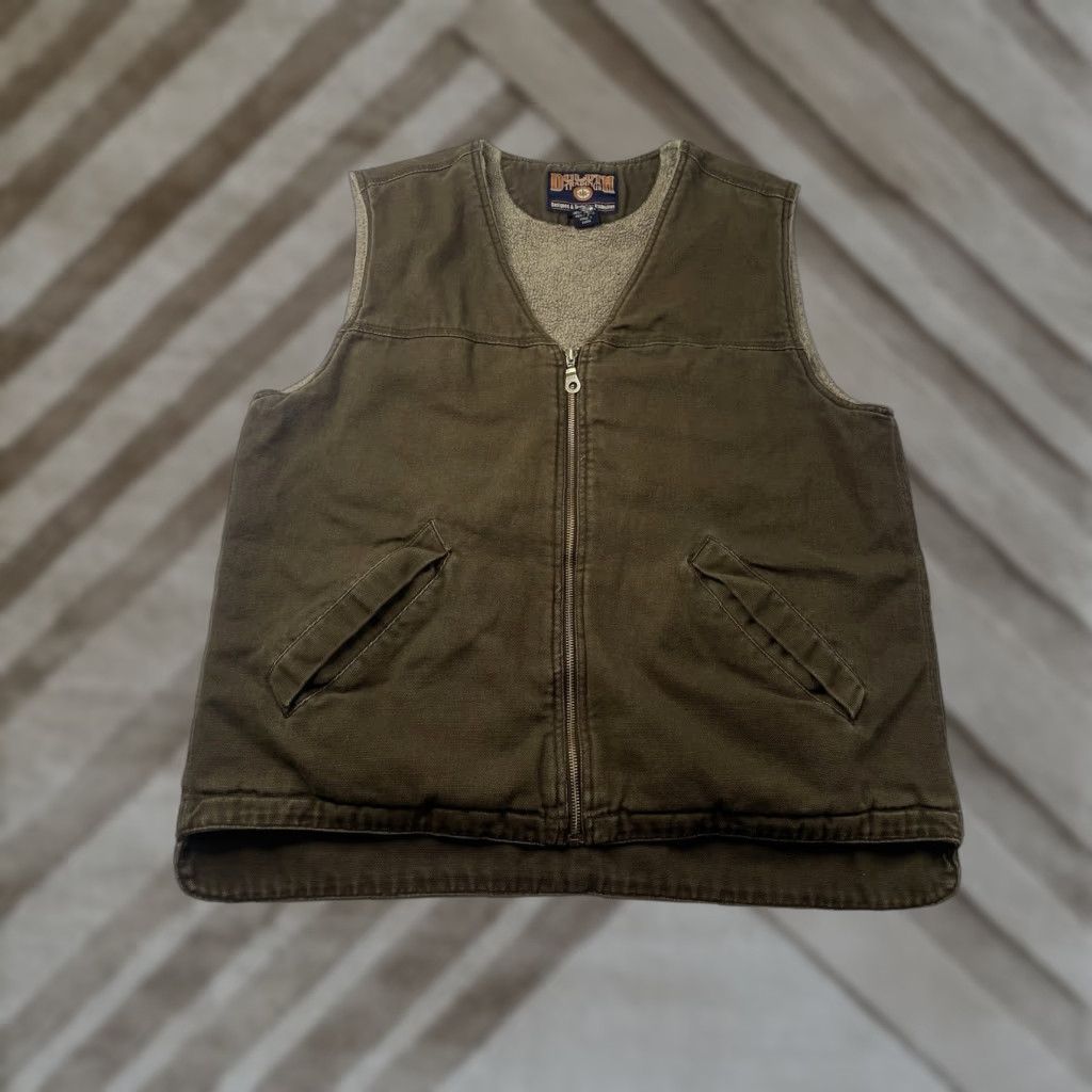 Duluth Trading Company Duluth Trading Co Vest Mens Large Brown Canvas Sherpa Lined Workwear Outdoor Bodywarmer Full Zip Pockets Insulated Zipped Pockets Size US L / EU 52-54 / 3 - 1 Thumbnail