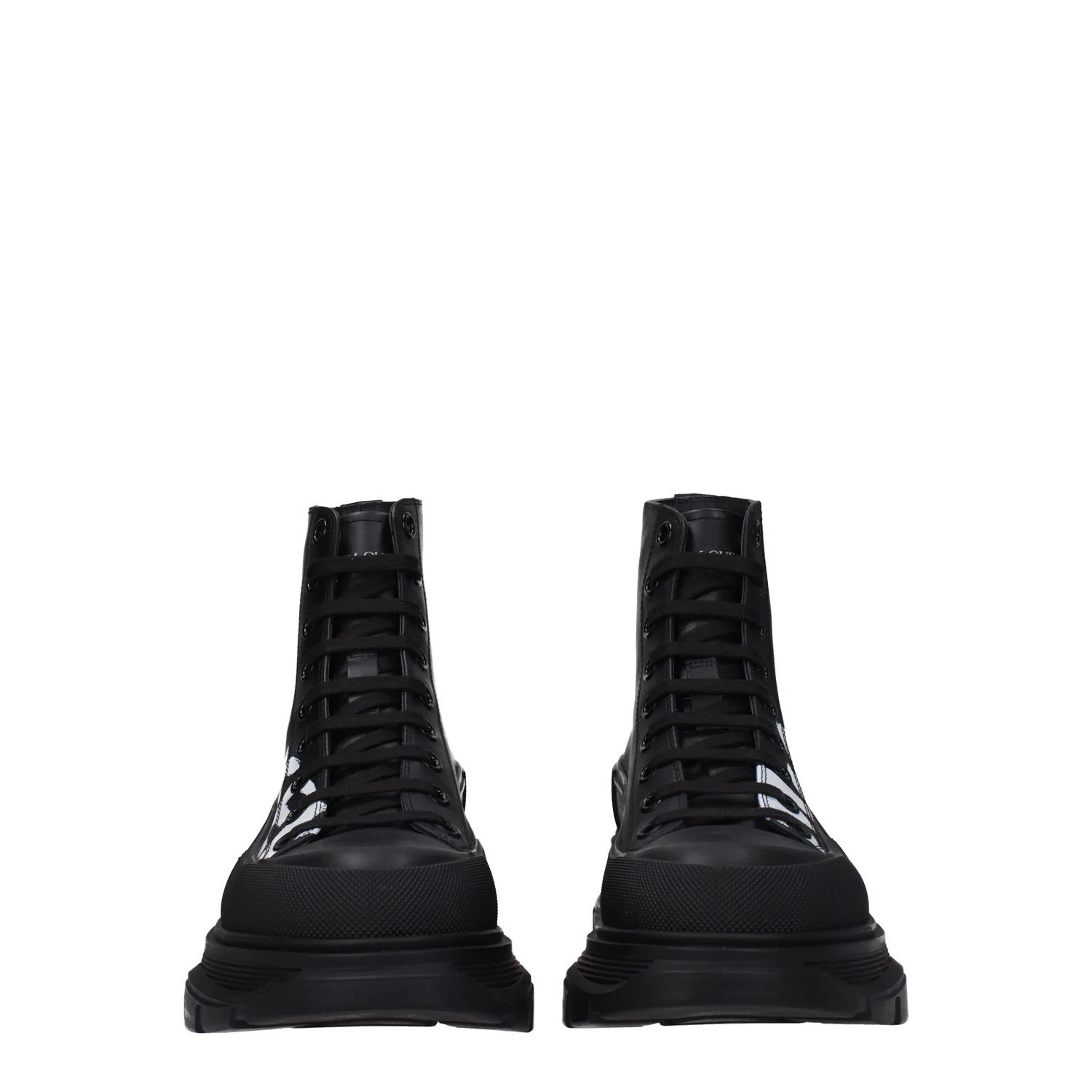 Alexander McQueen ob1o1e0225 Leather Hi-Top Sneakers in Black Size US 7 / EU 40 - 3 Thumbnail
