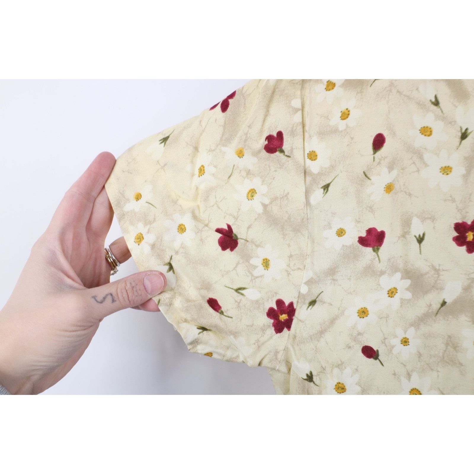 Vintage Vintage 90s Country Primitive Rayon Gabardine Flower Dress Size L / US 10 / IT 46 - 6 Thumbnail