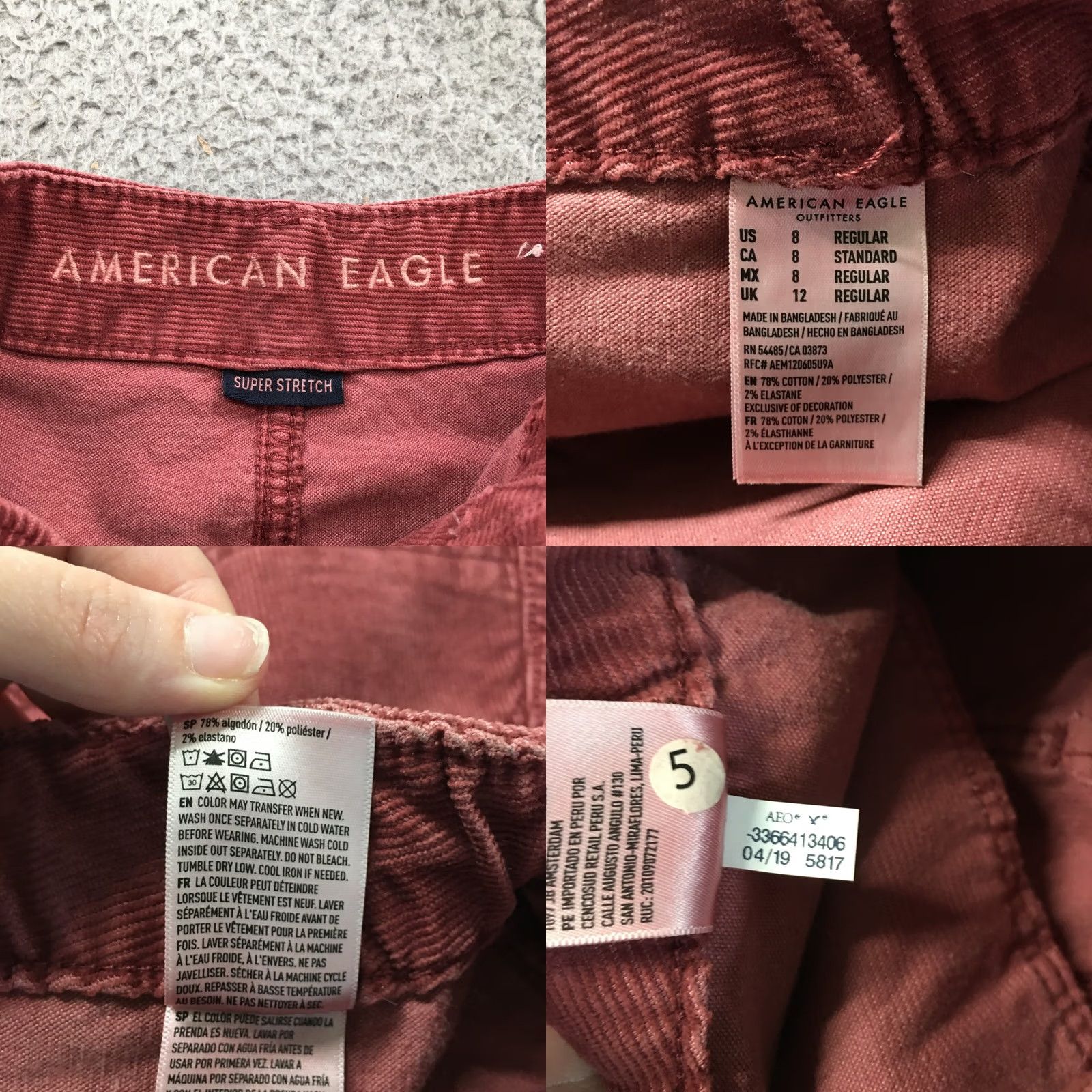 American Eagle Outfitters American Eagle Outfitters Skirt Womens 8R A-Line Corduroy Burgundy Zip Fly Short Moisture? Size 30" / US 8 / IT 44 - 10 Thumbnail