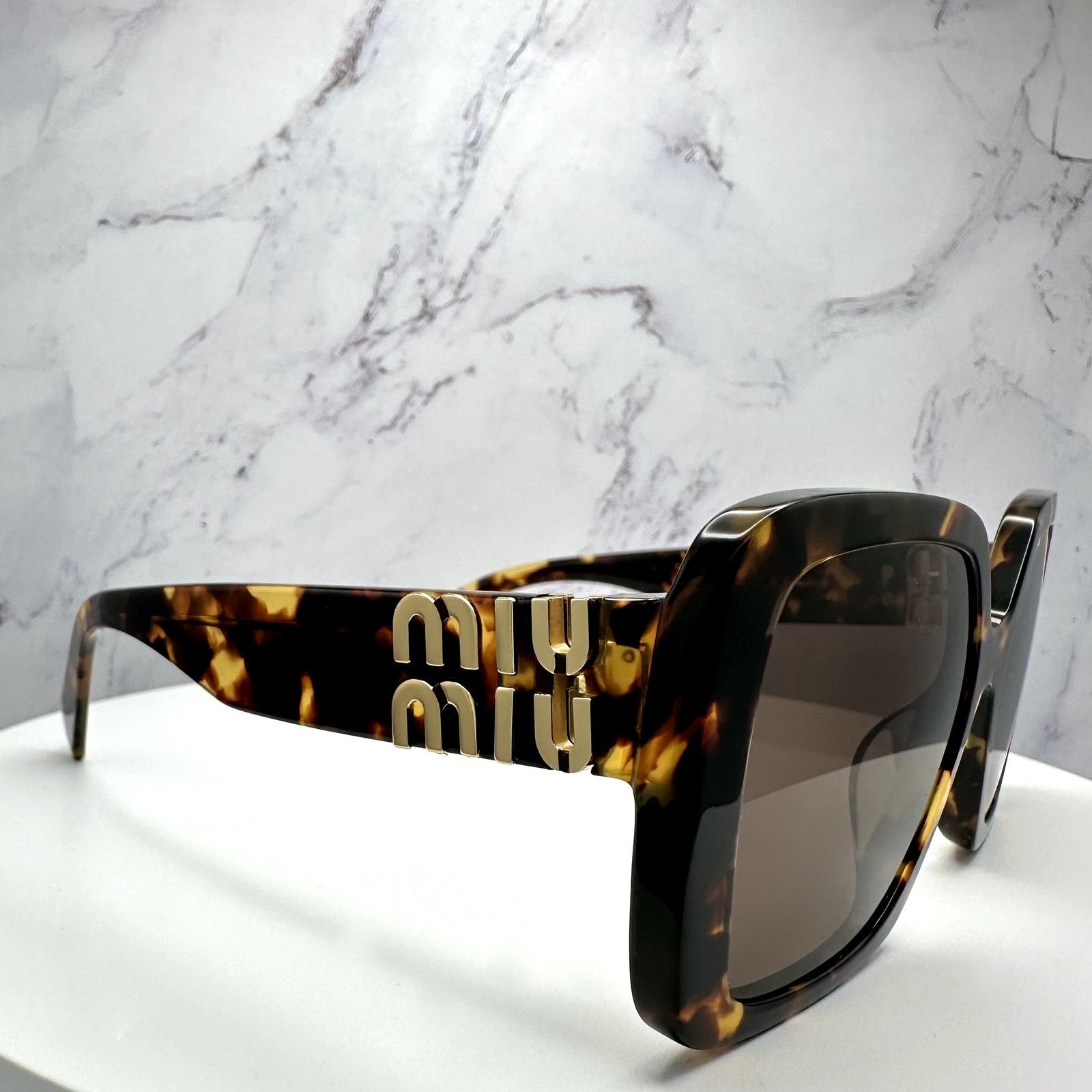 Miu Miu New MIU MIU Sunglasses Brown Square Gold Full Rim 56mm Size ONE SIZE - 15 Thumbnail