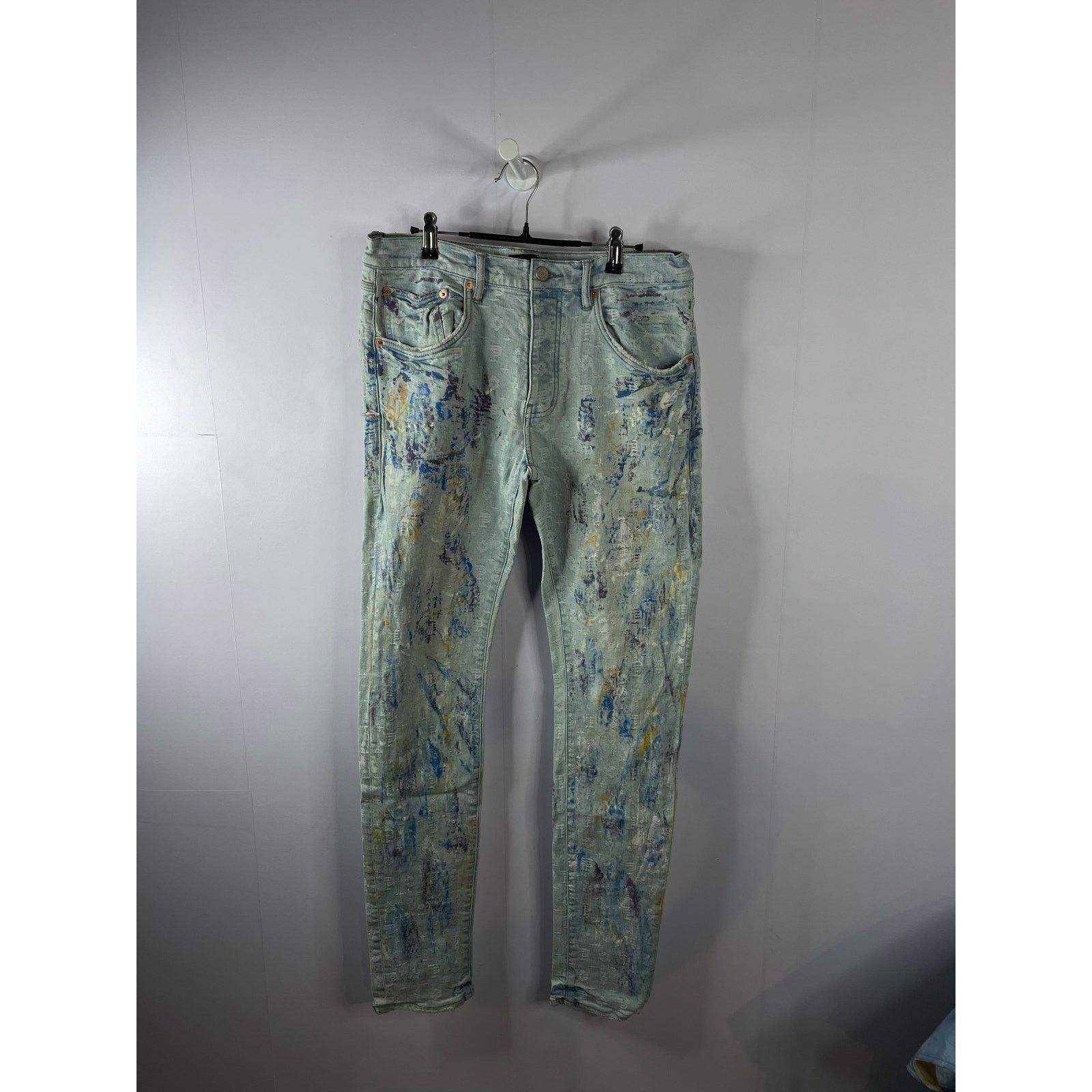 Purple Brand Purple Brand Monogram Splatter Blue Jean Size US 34 / EU 50 - 1 Thumbnail