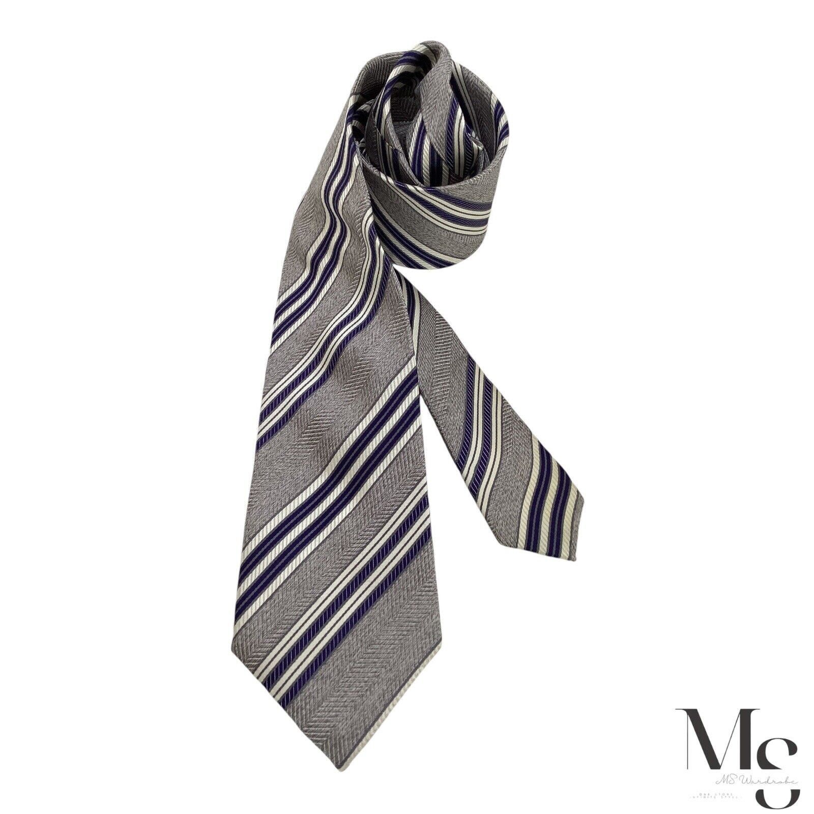 Hugo Boss BOSS HUGO BOSS XL Gray Regimental Striped Silk Tie Made In I Size ONE SIZE - 1 Thumbnail