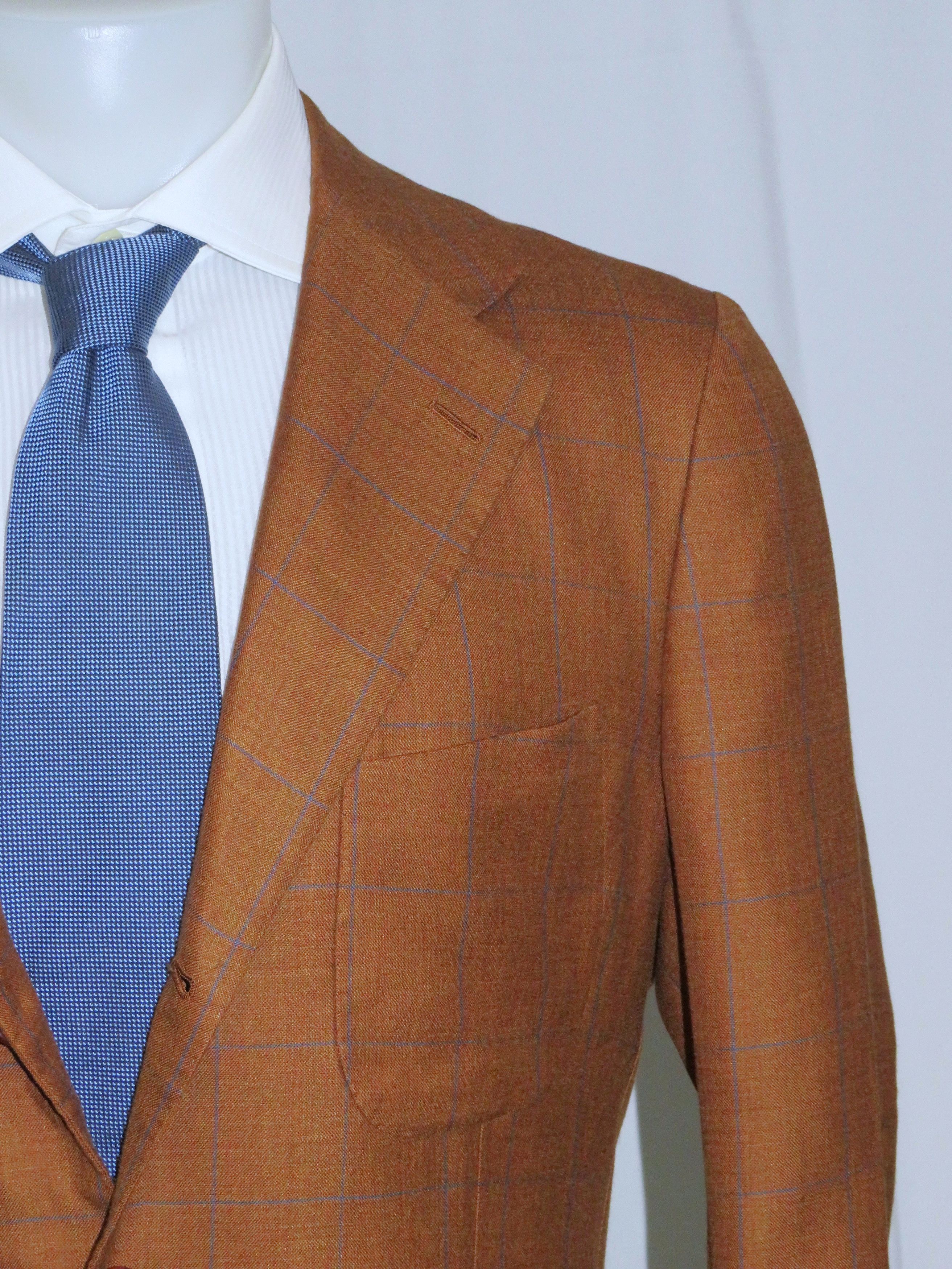 Kiton Handmade Brown Windowpane 100% Cashmere 3/2 Sport Coat 39R Size 38R - 2 Thumbnail