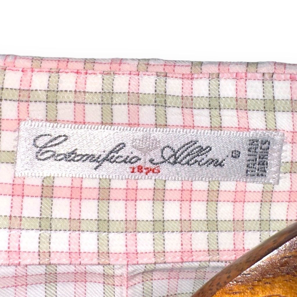 Gitman Bros. Gitman Brothers Pink & Green Allini Fabric Dress Shirt 17 Size US XL / EU 56 / 4 - 3 Thumbnail