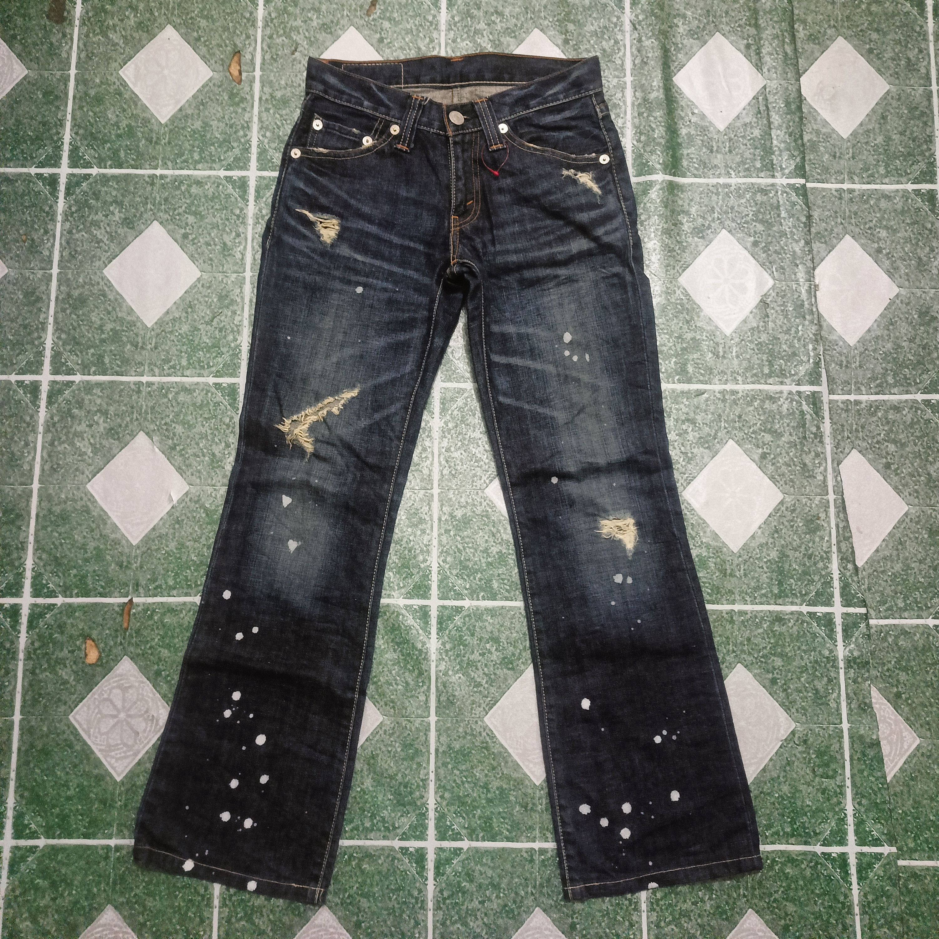 Levi's 💥Insane 90s Levis 708 Distressed Paint Splatter Bootcut Size US 28 / EU 44 - 1 Thumbnail